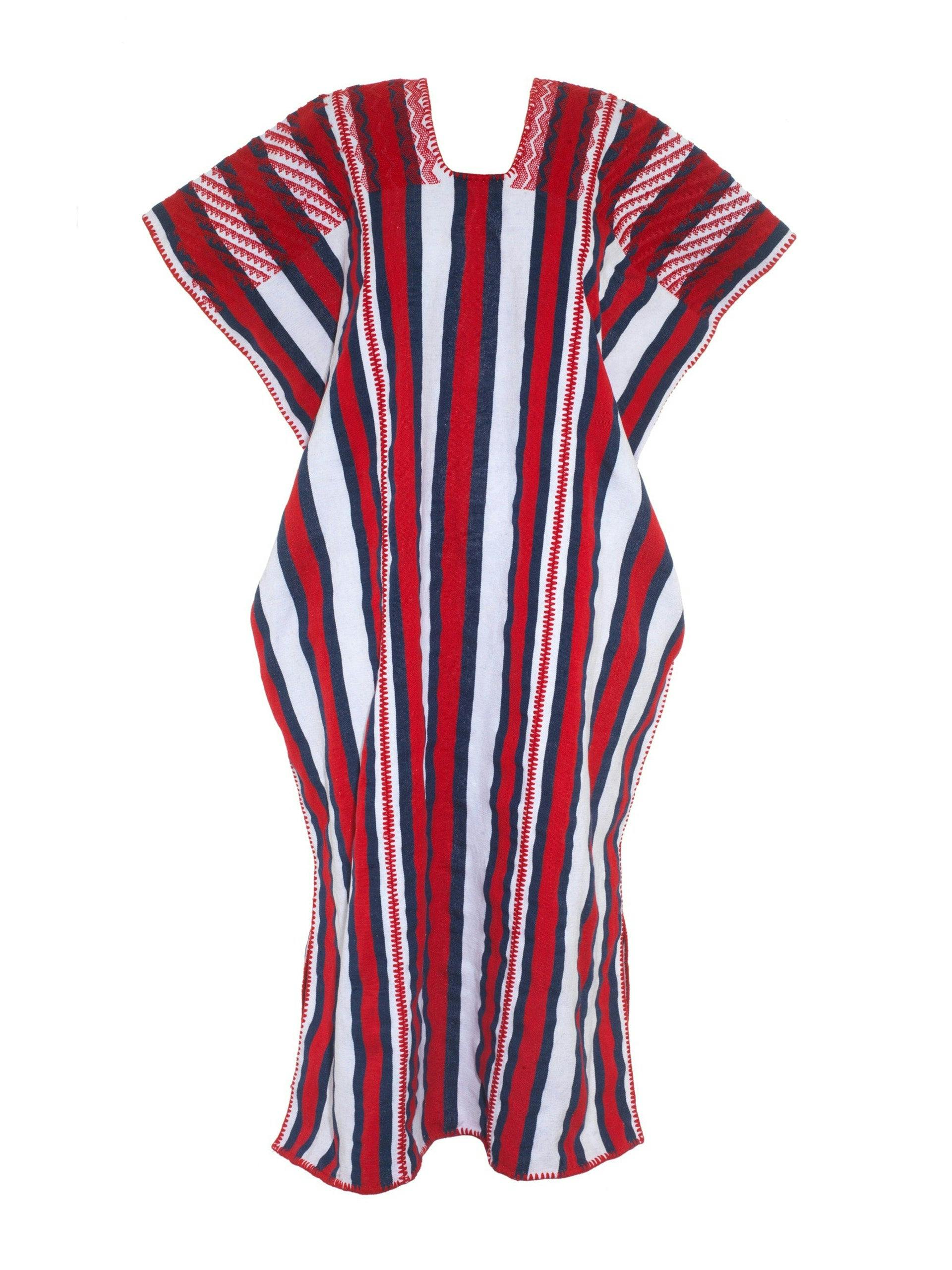 Three panel midi kaftan in red, white and navy stripes