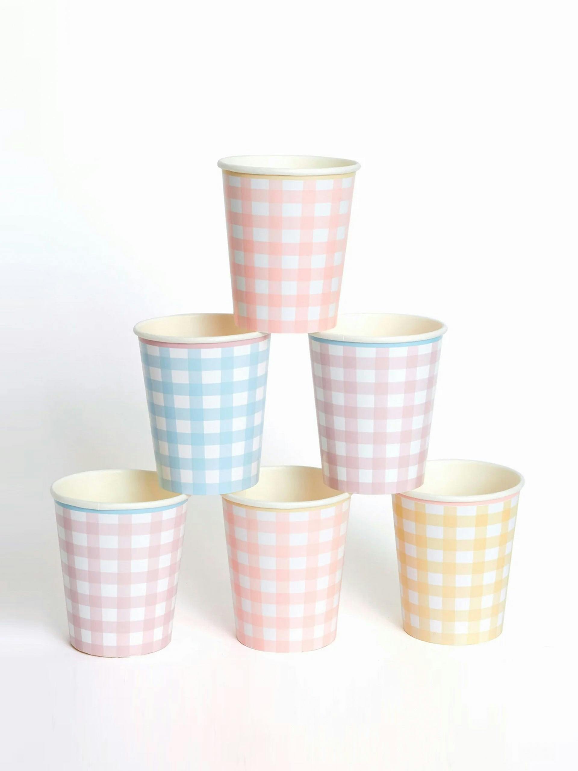 Gingham party cups ( set of 12 )