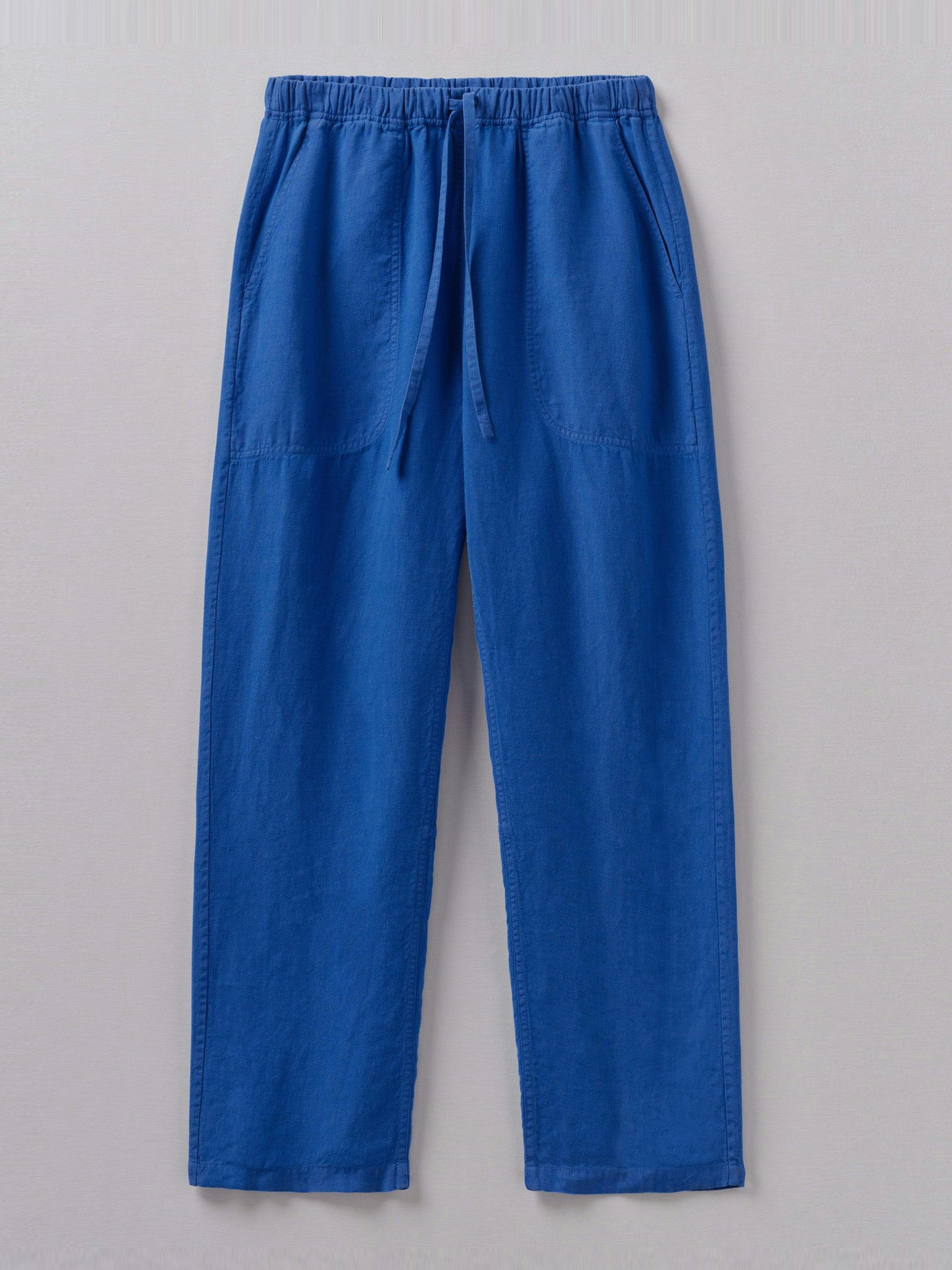 Panelled garment dyed linen trousers