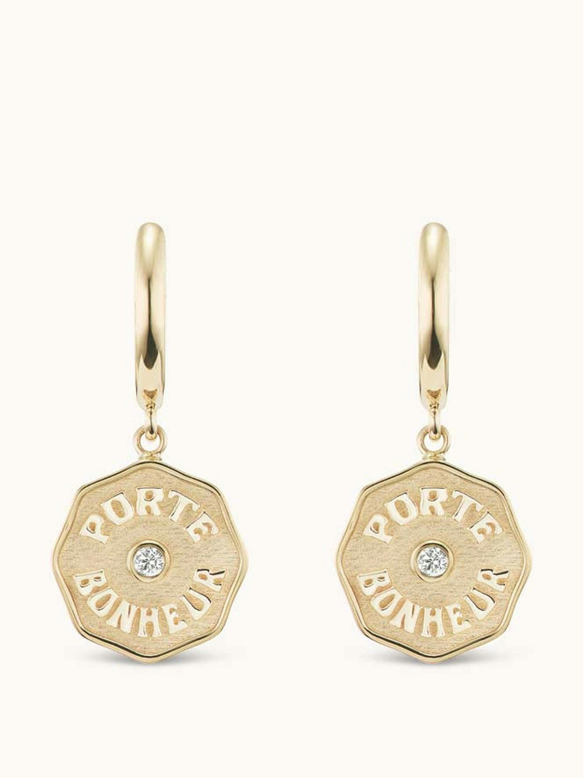 Mini Porte Bonheur earrings in white diamond