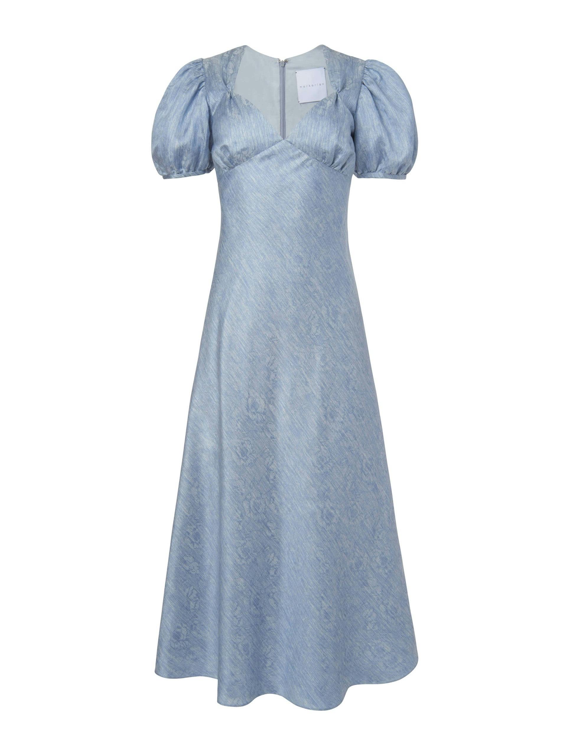 Lavinia blue floral silk midi dress