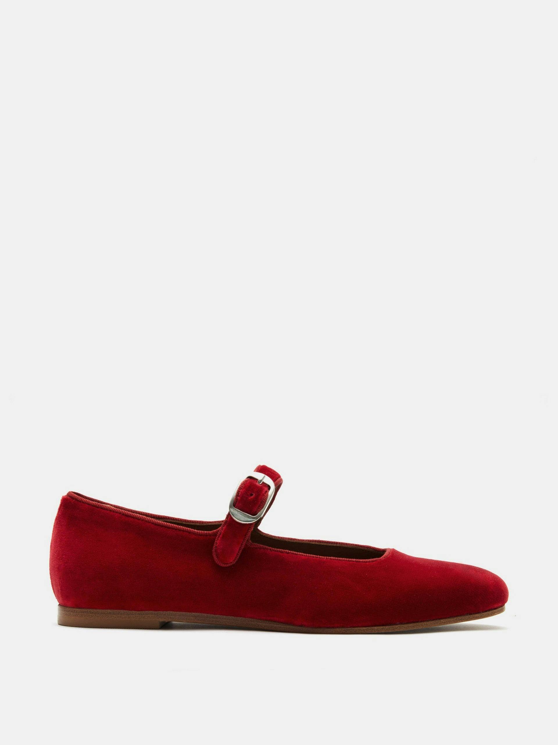 Cloth Collective red velvet Mary Jane flats