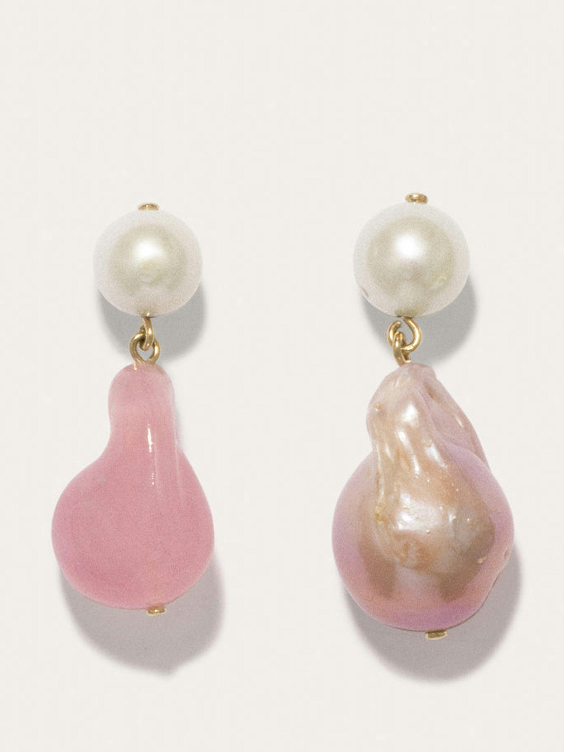 Pearl and pink resin gold Nebula earrings