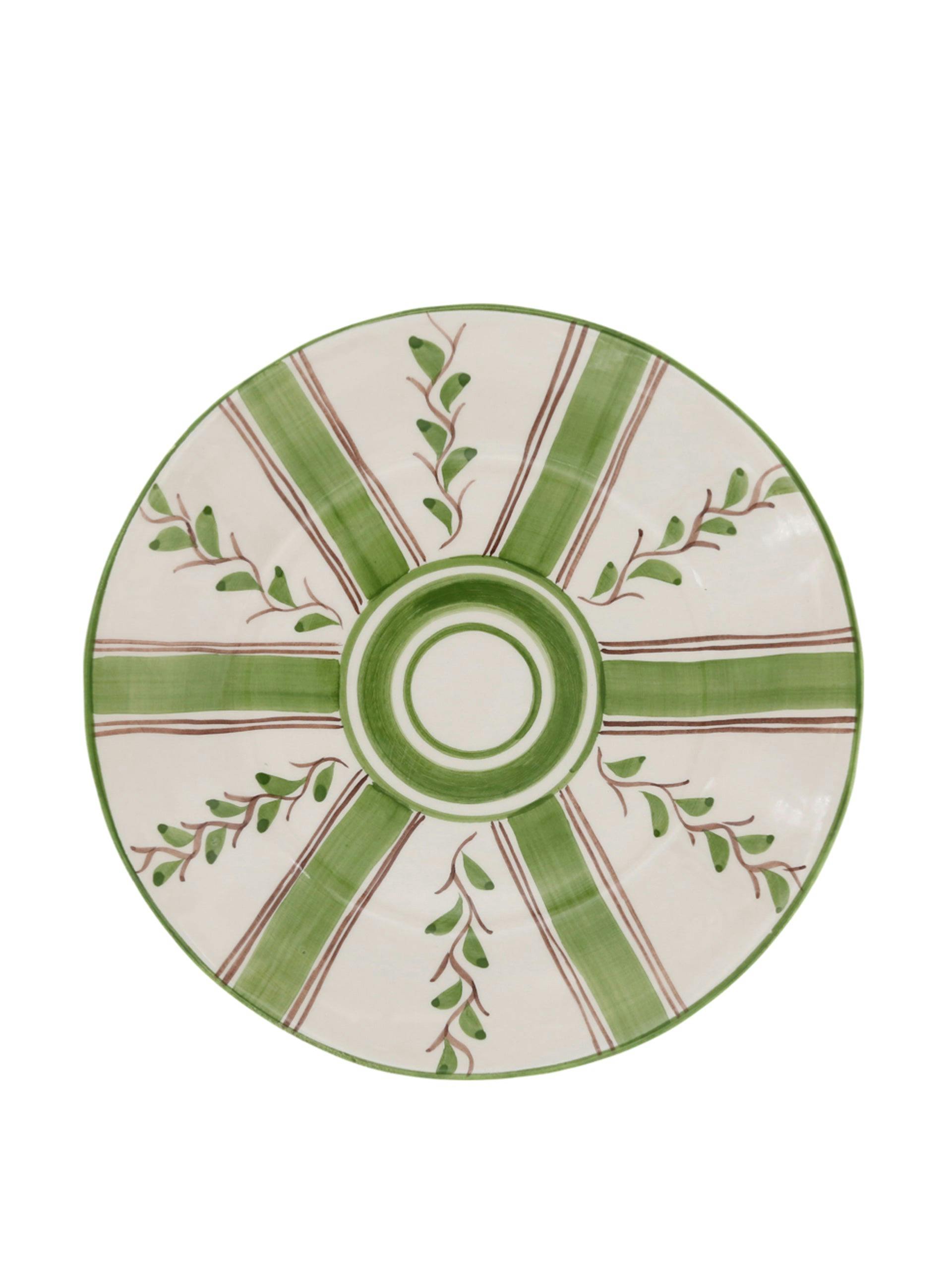 Olive stripe dessert plate