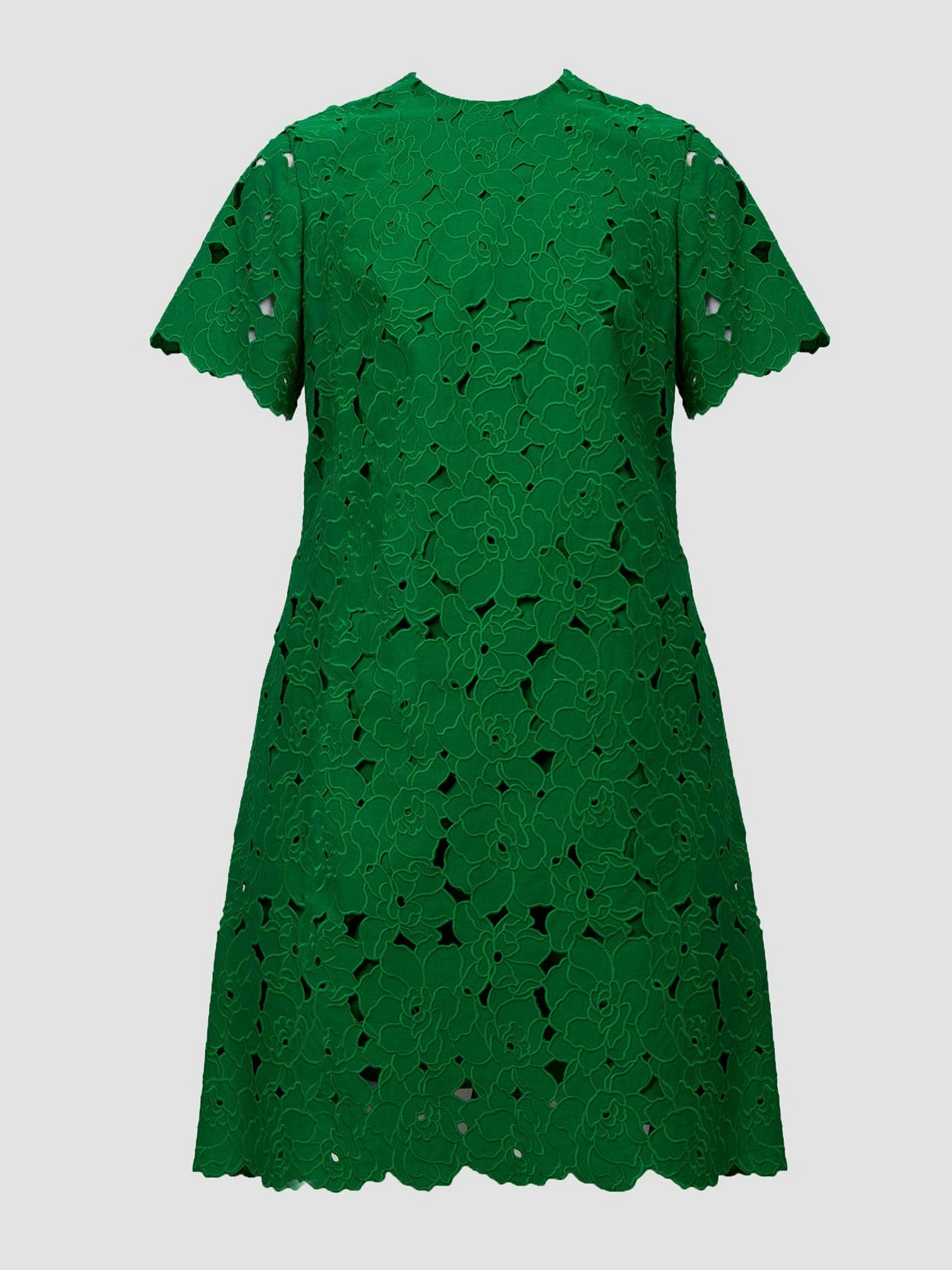 Green short sleeve mini dress