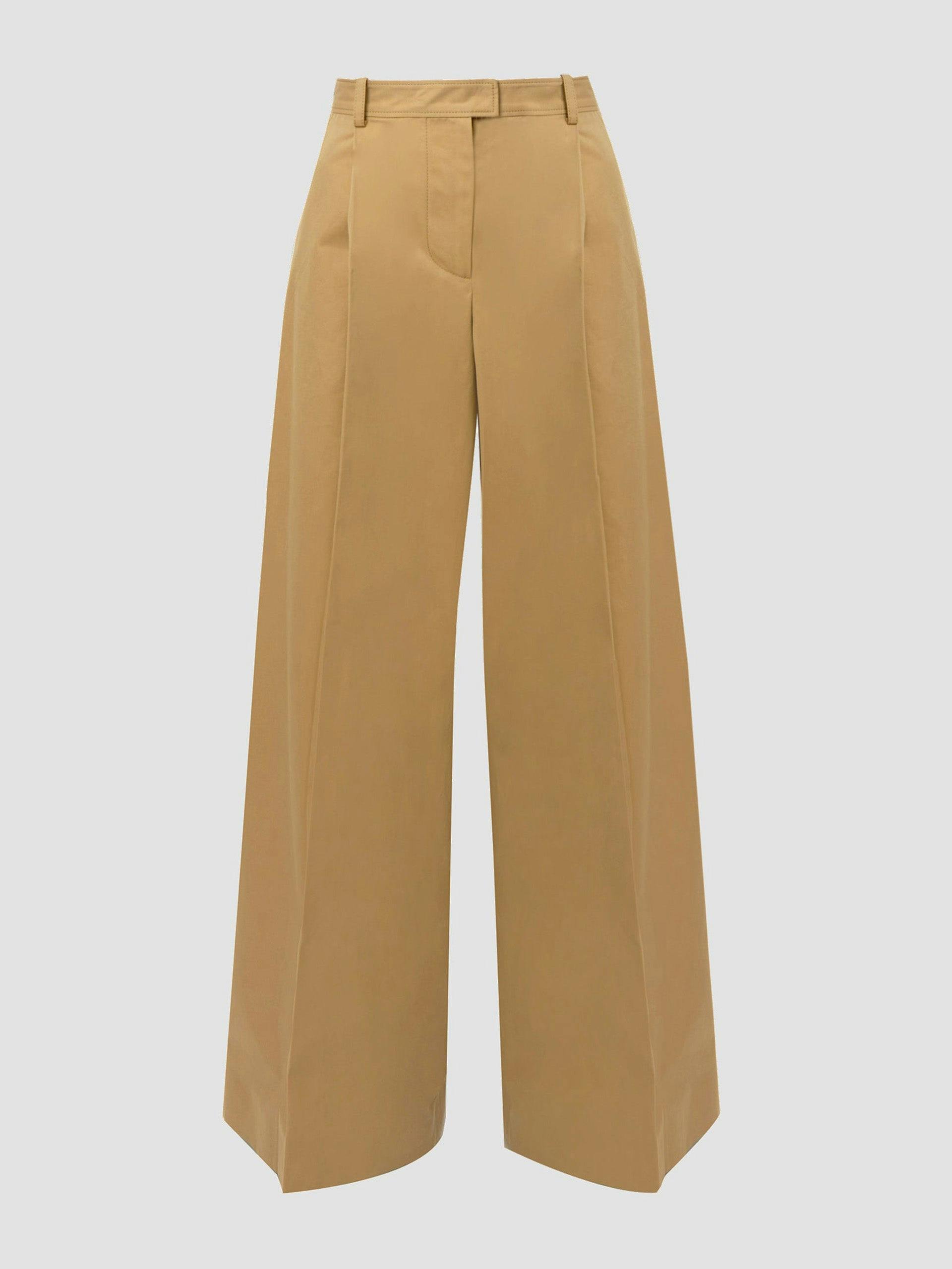 Wide-leg cotton twill trousers