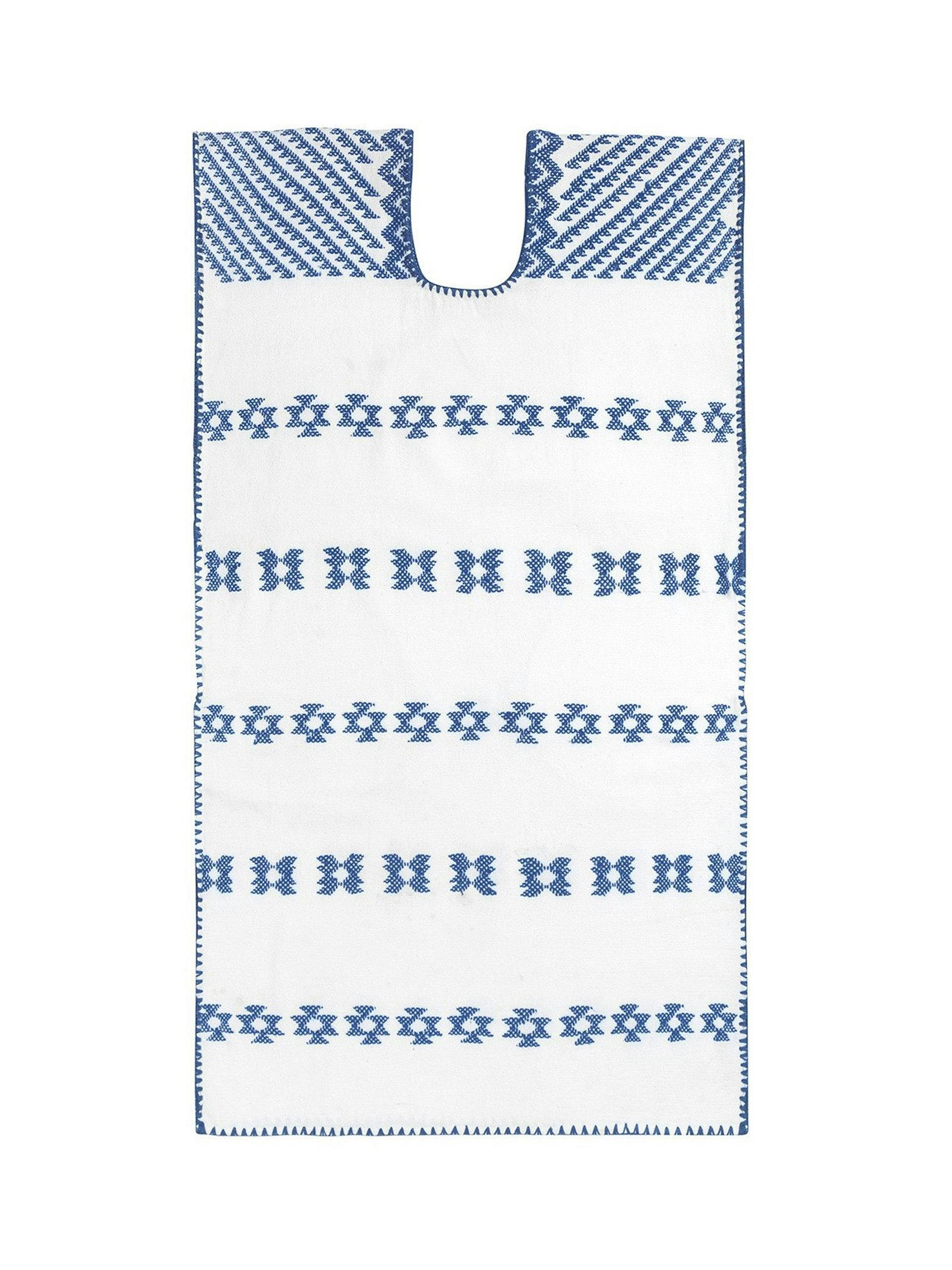 Single panel midi kaftan in white and blue