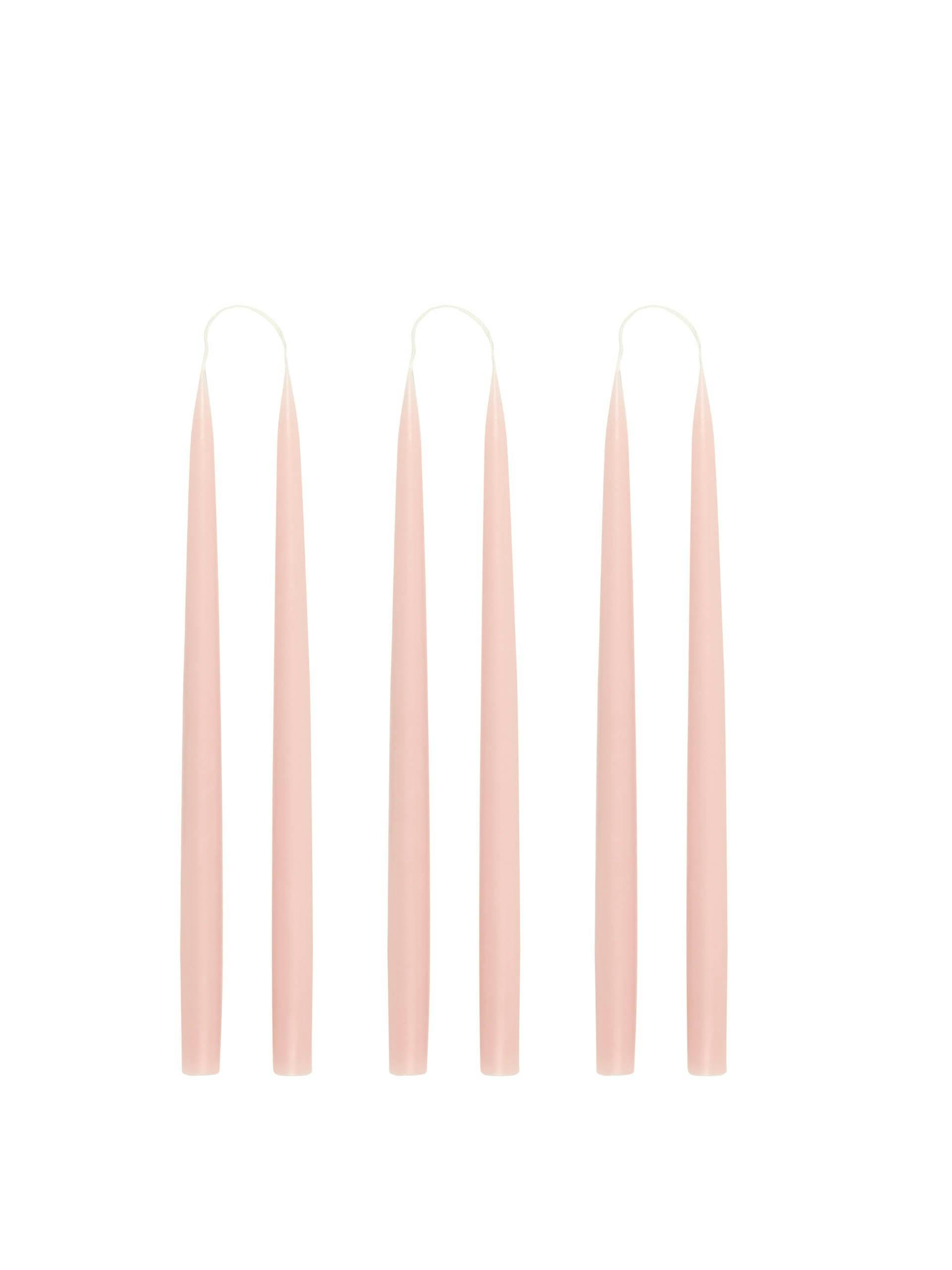 Danish taper candles in powder pink (set of 6)