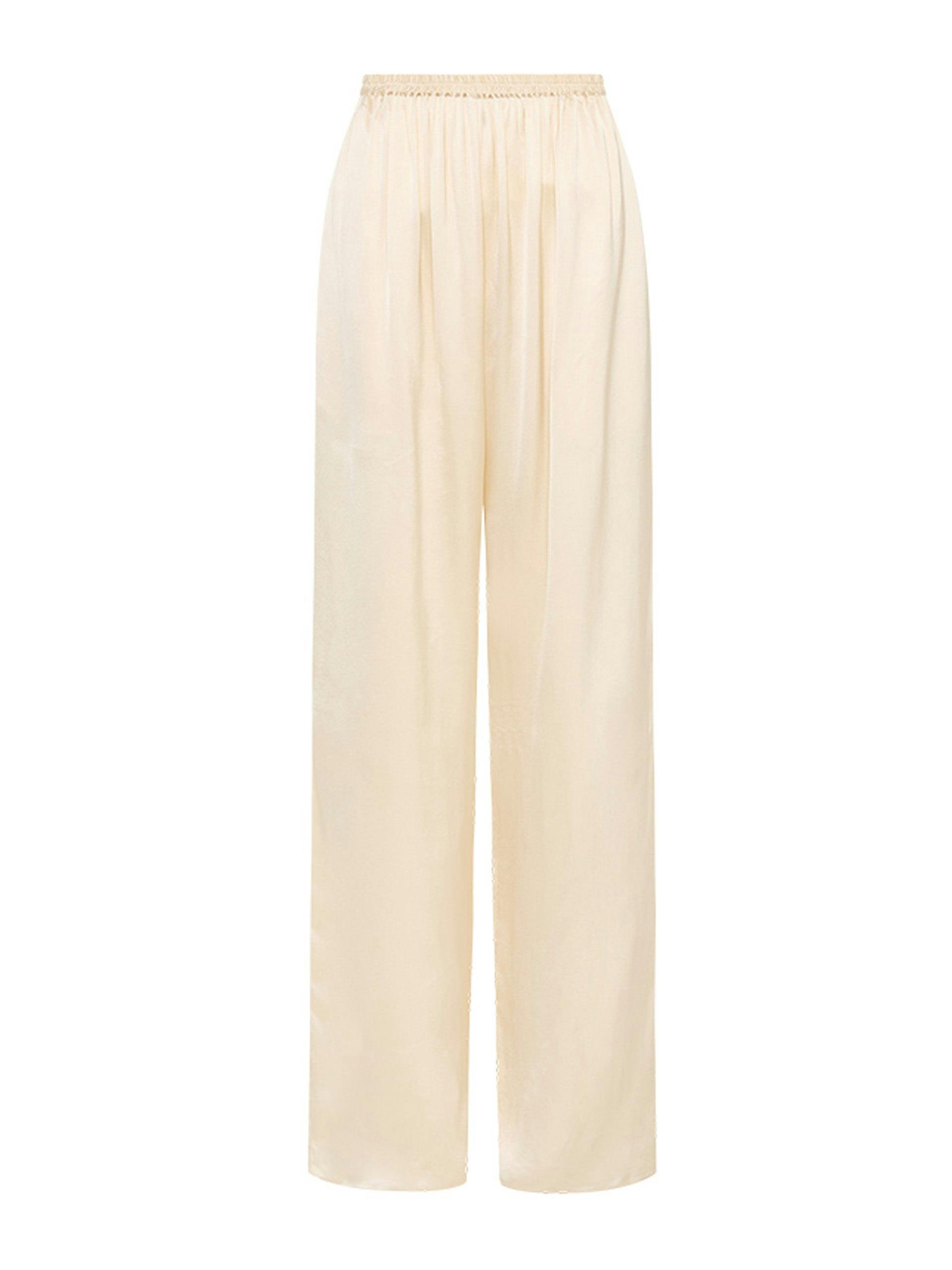 Ivory relaxed satin pants