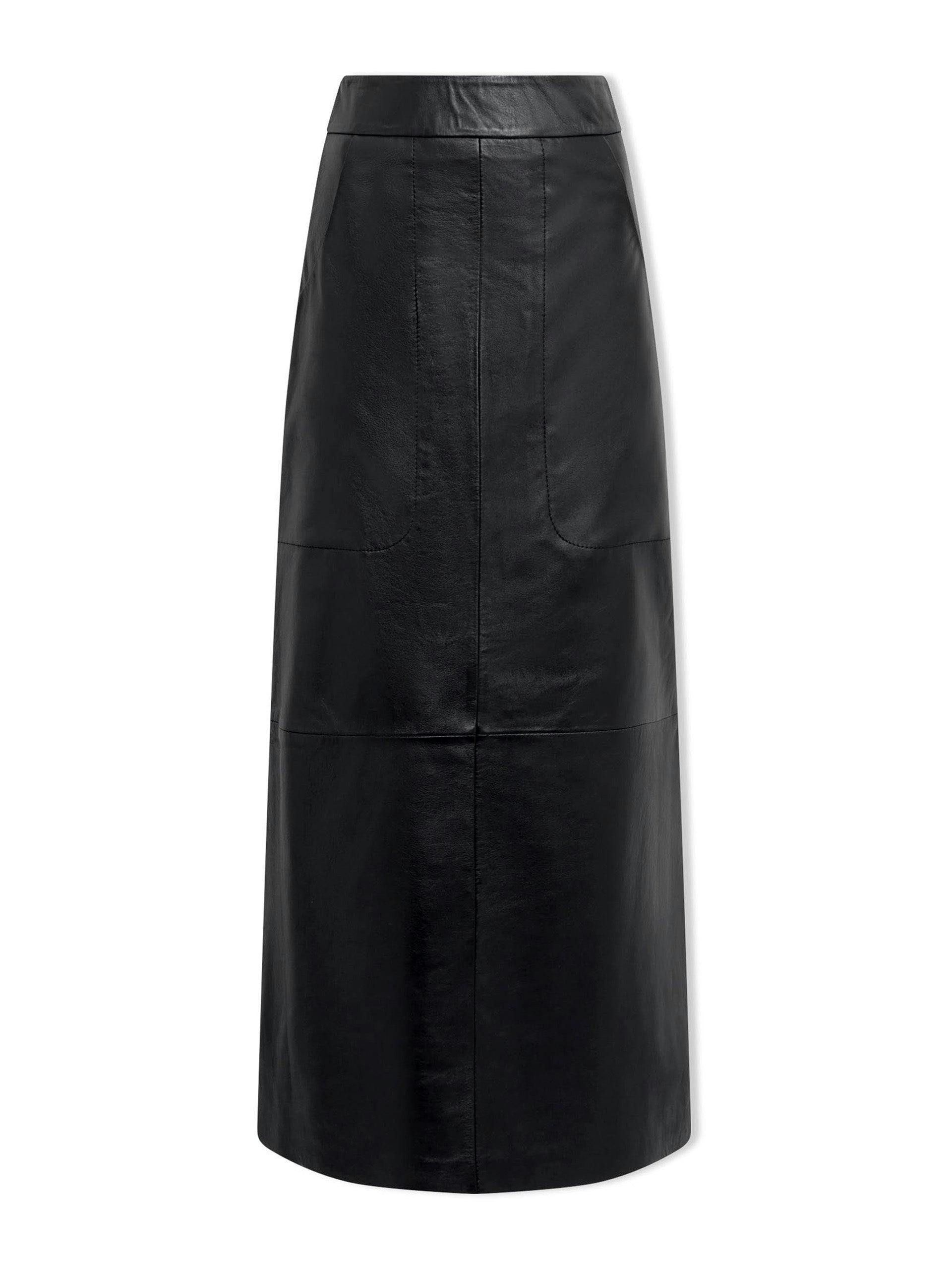 Black Arlo leather maxi pencil skirt