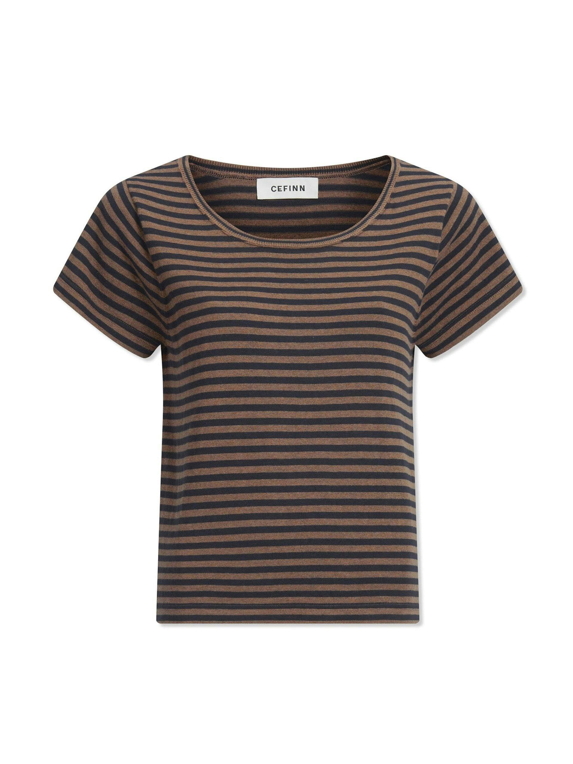 Brown navy stripe Madison t-shirt