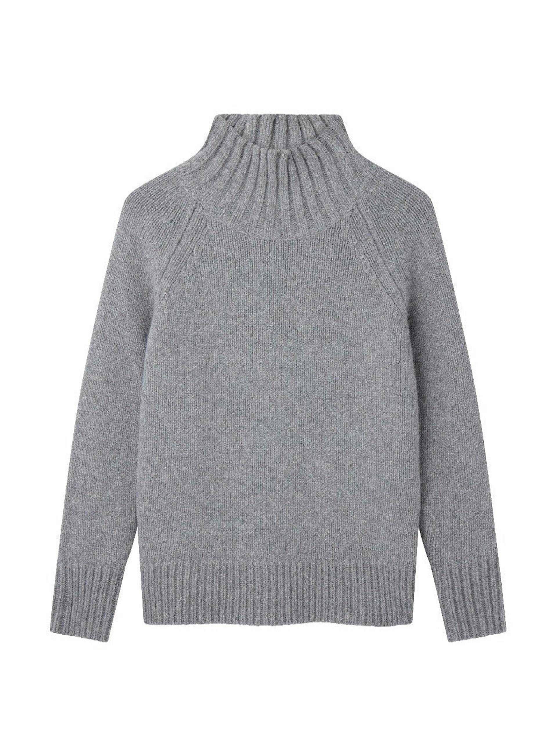 Storm grey wool Authentic funnel neck jumper