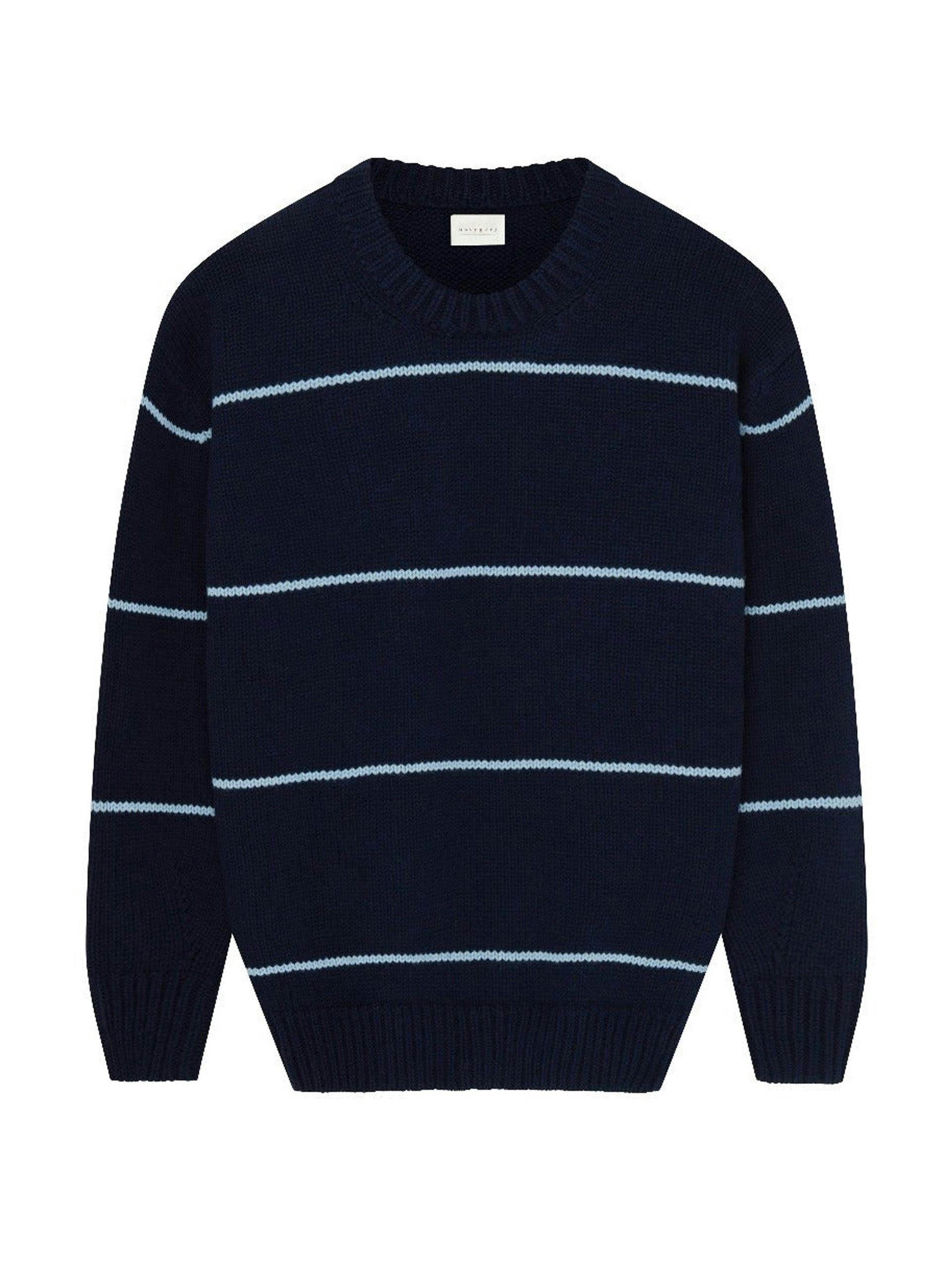 Navy and Appin Blue wool oversize jumper