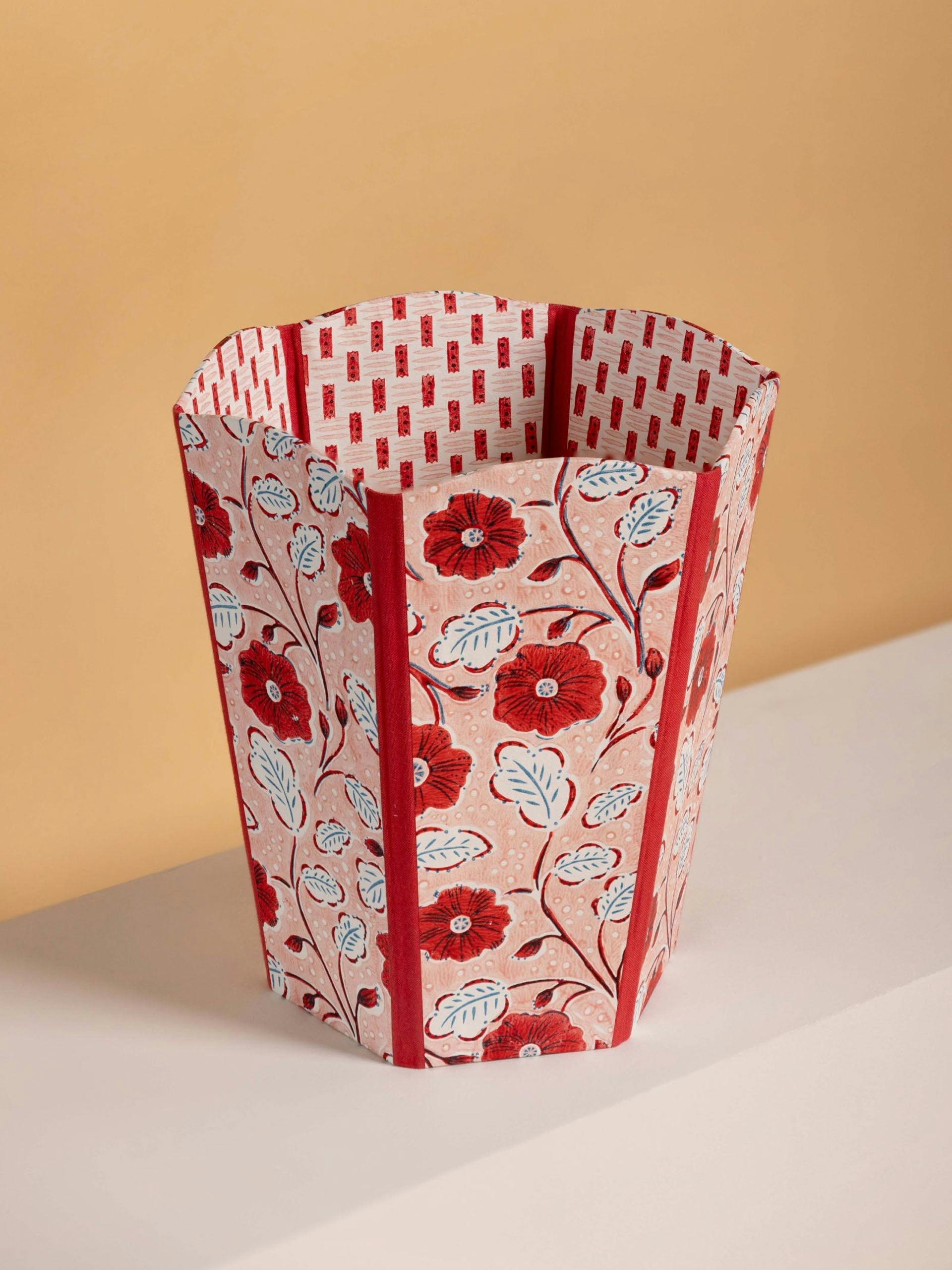 Red poppy wastepaper bin