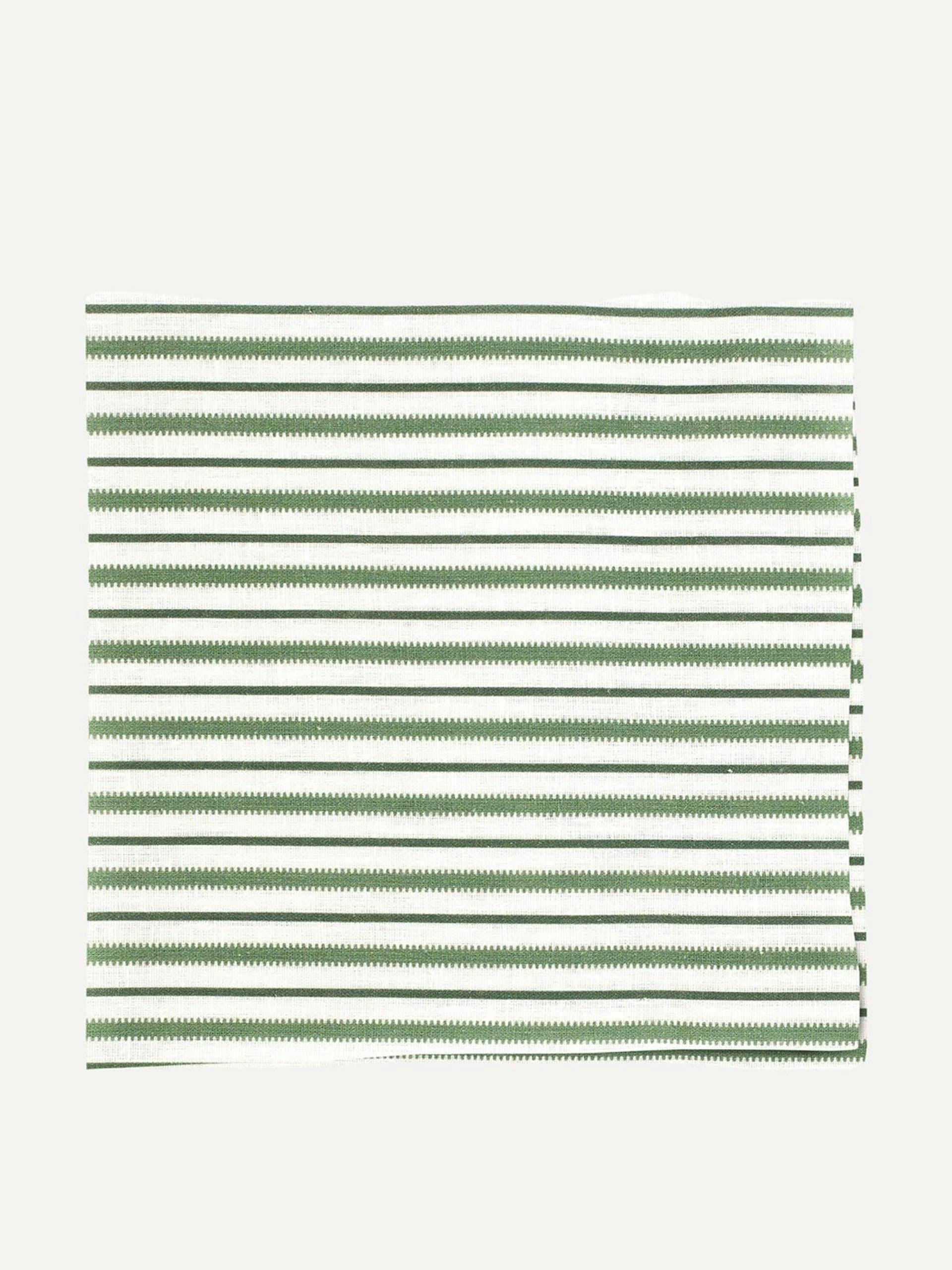 Victoria striped linen napkin in fir green