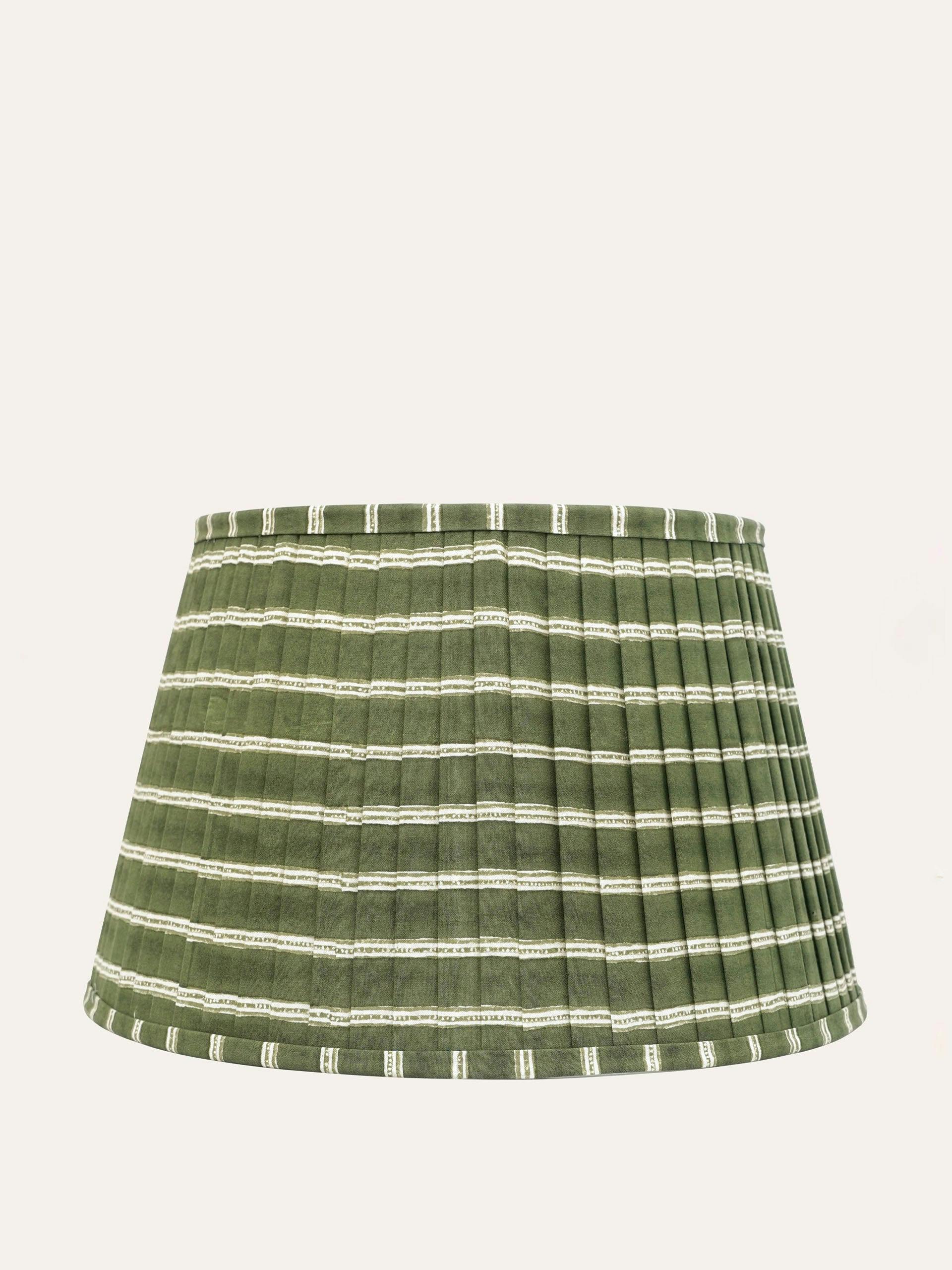 Green Edo stripe pleated lampshade