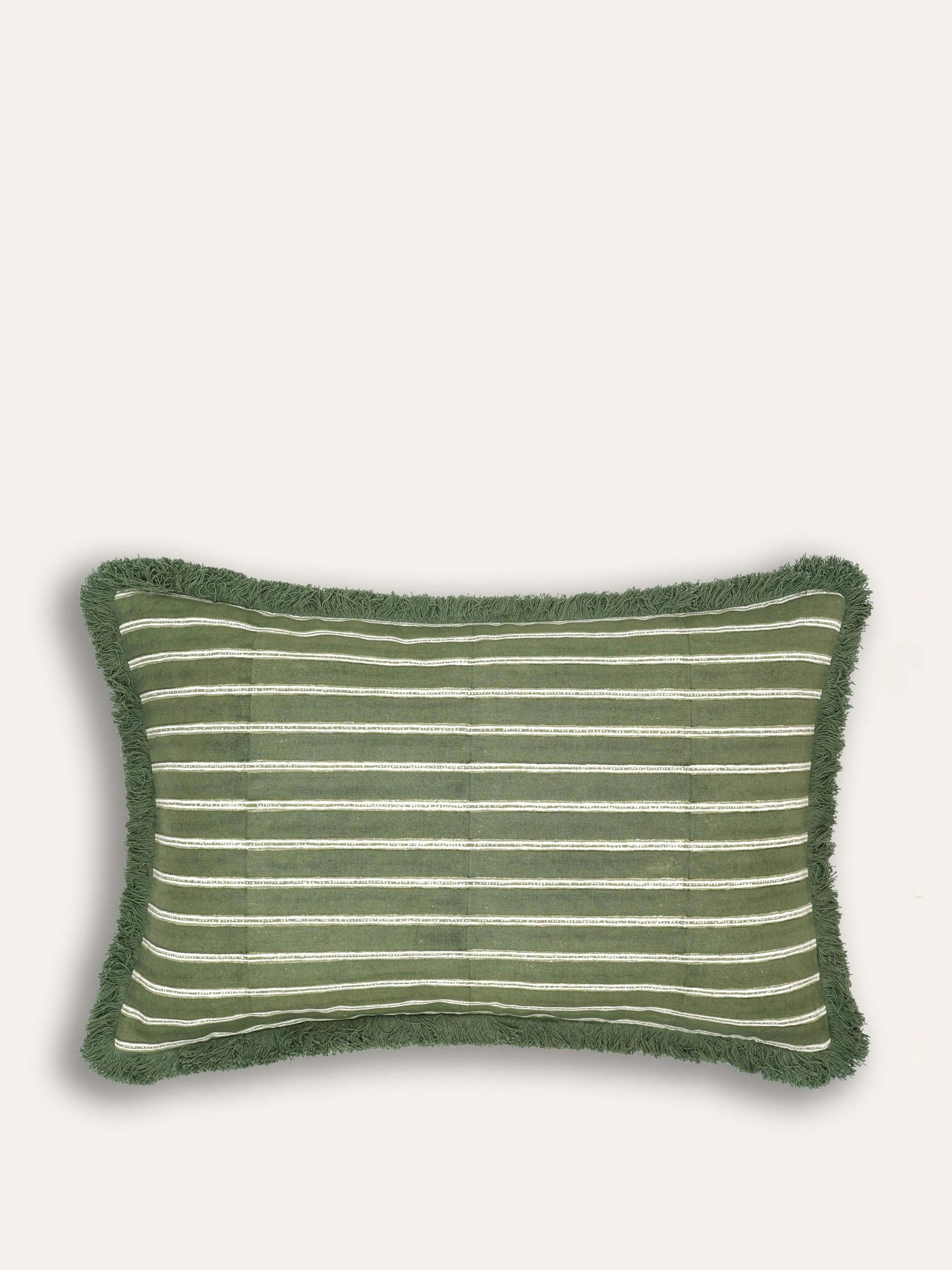 Green Edo stripe cushion