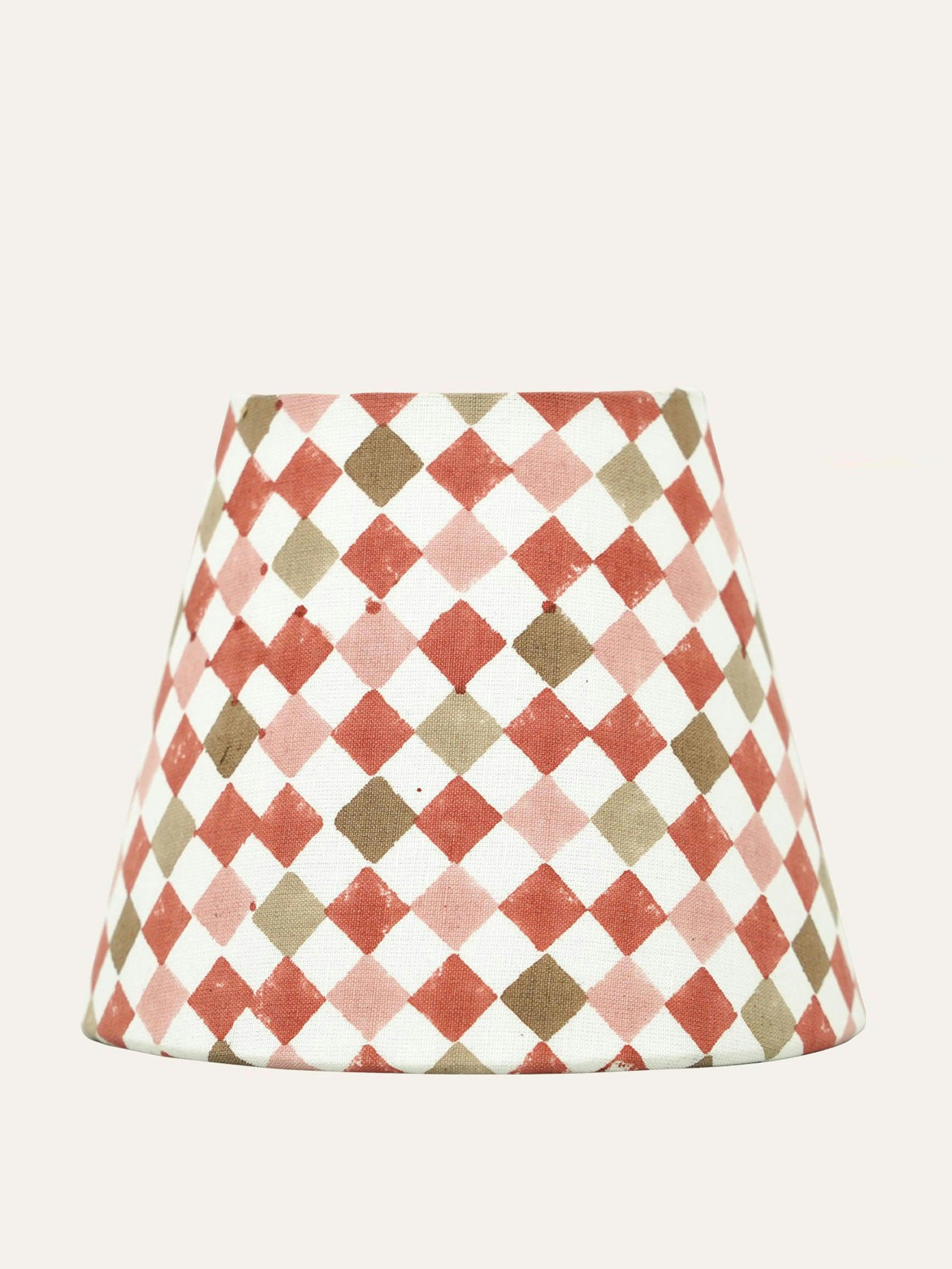 Red and Taupe Azulejo candle lampshade