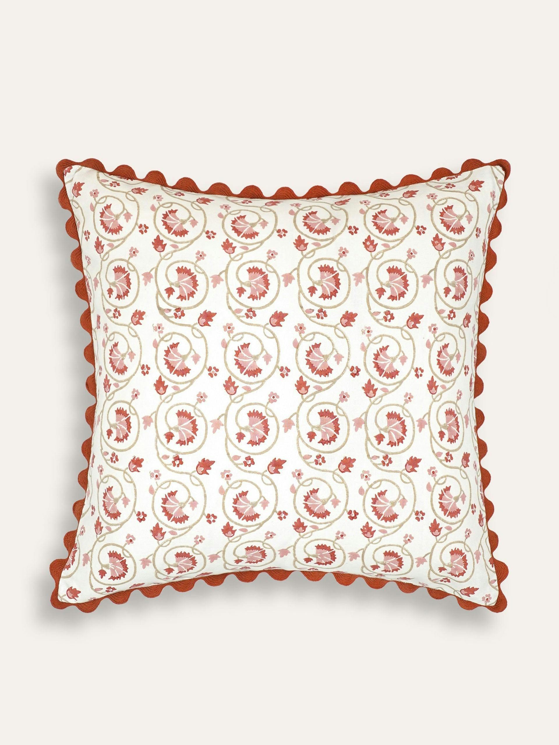 Red Santa Maria block print cushion