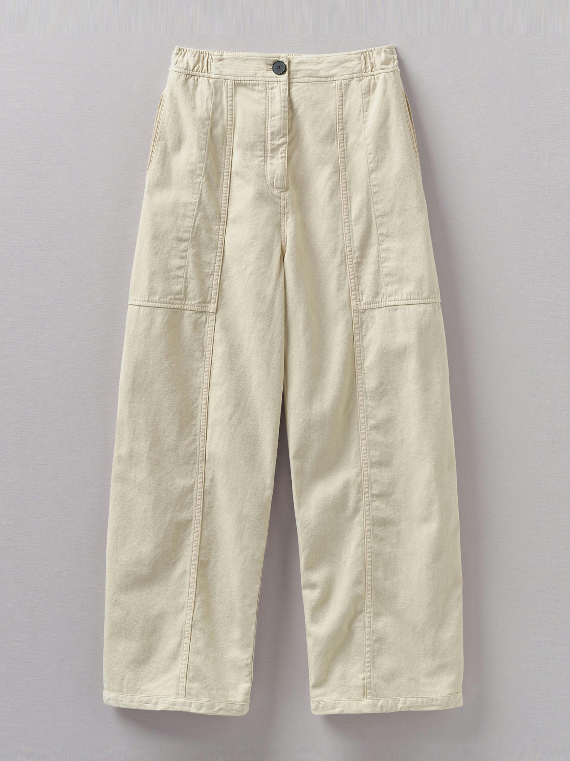 Panelled cotton linen canvas trousers