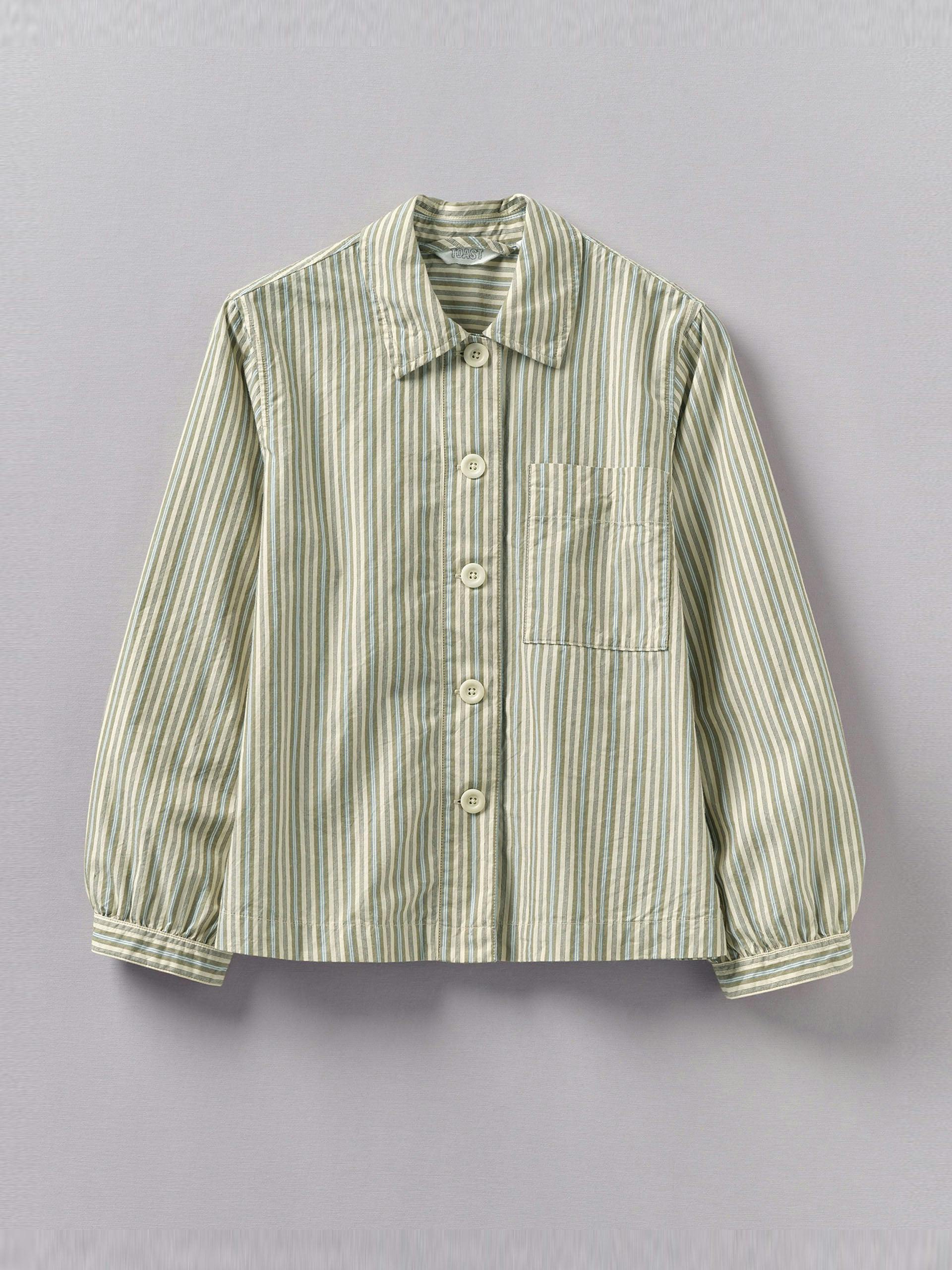 Raft stripe patch pocket cotton shirt