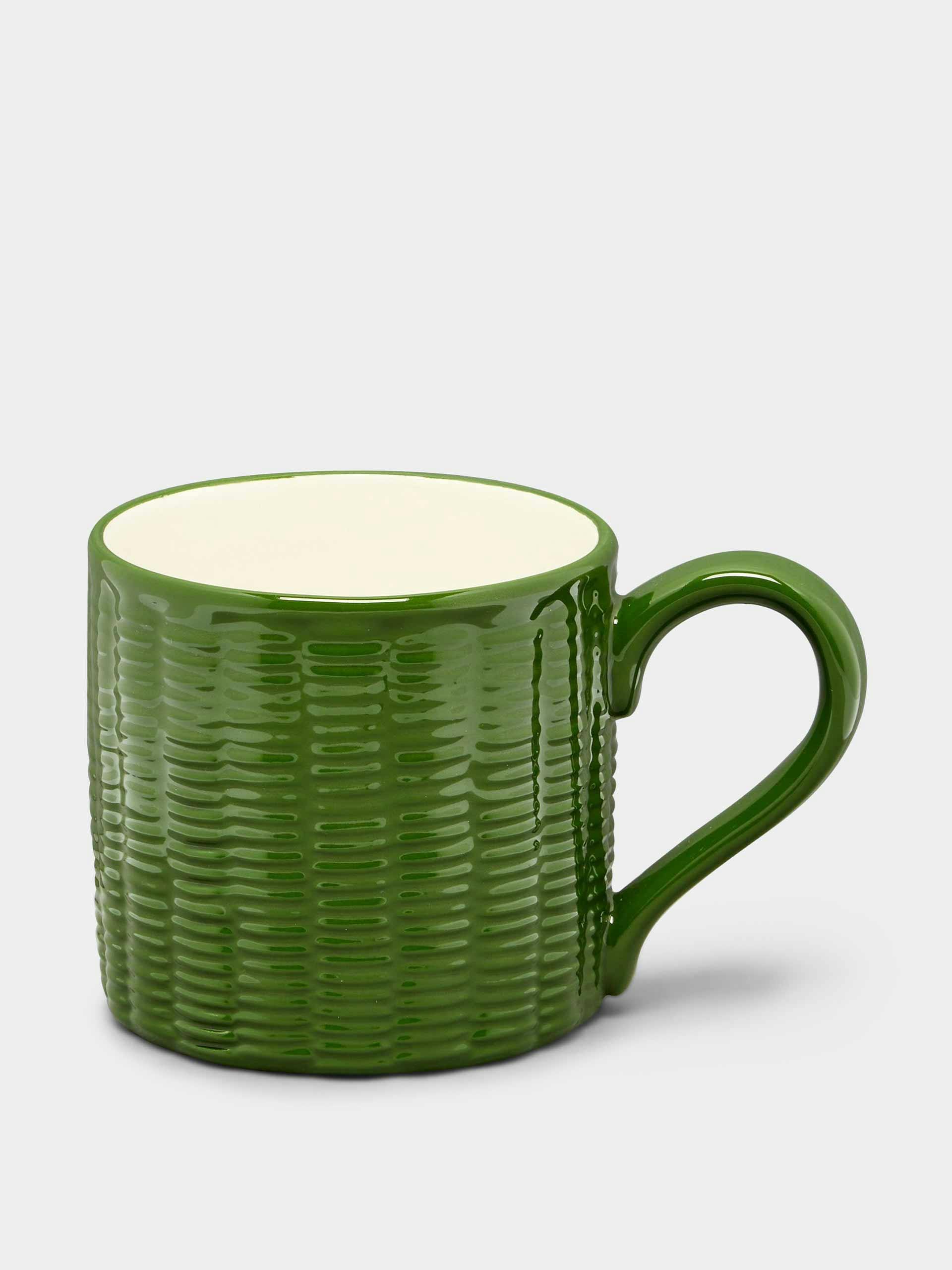 Green hand painted mug (set of 4)