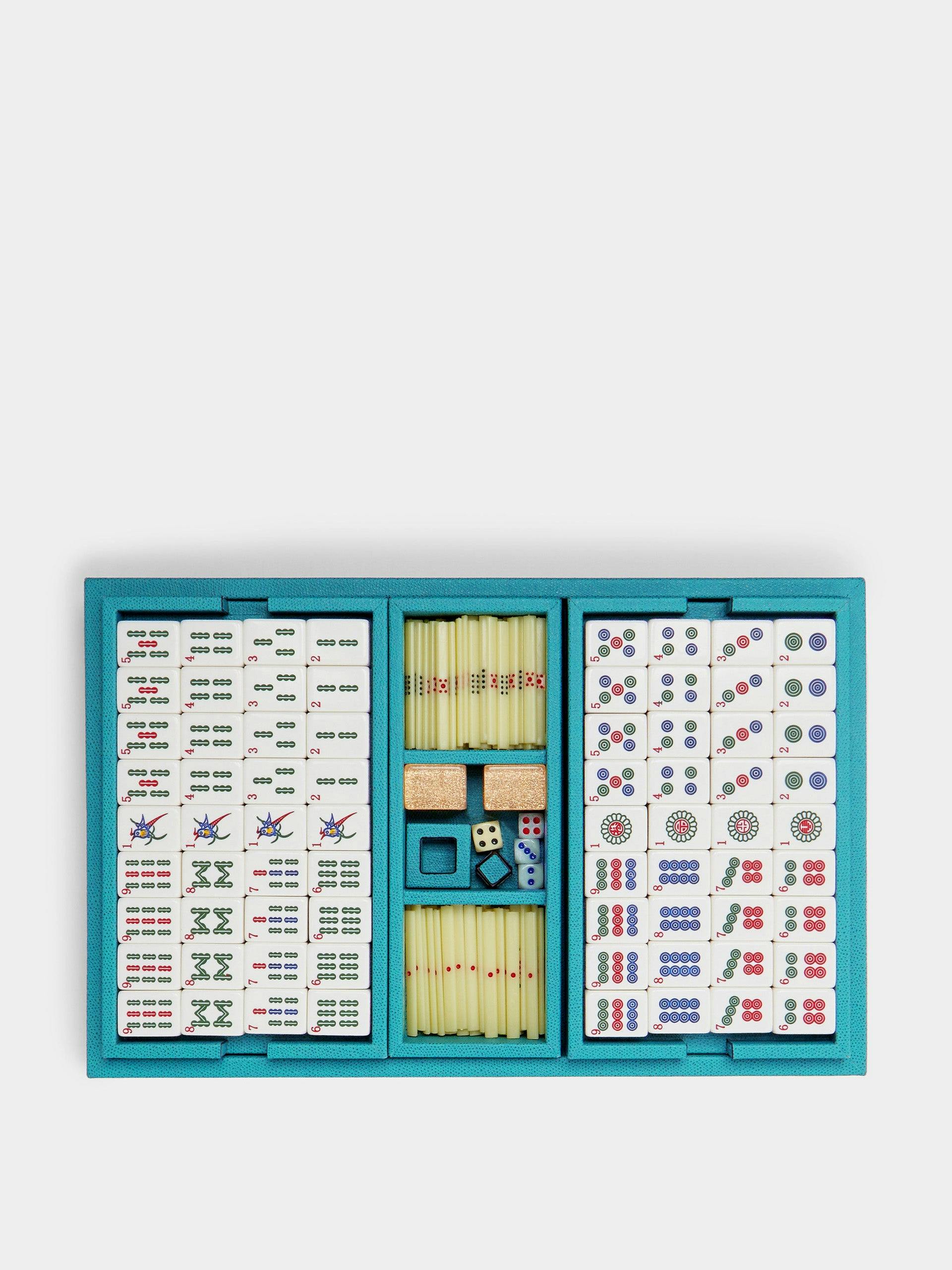 Blue leather Mahjong set