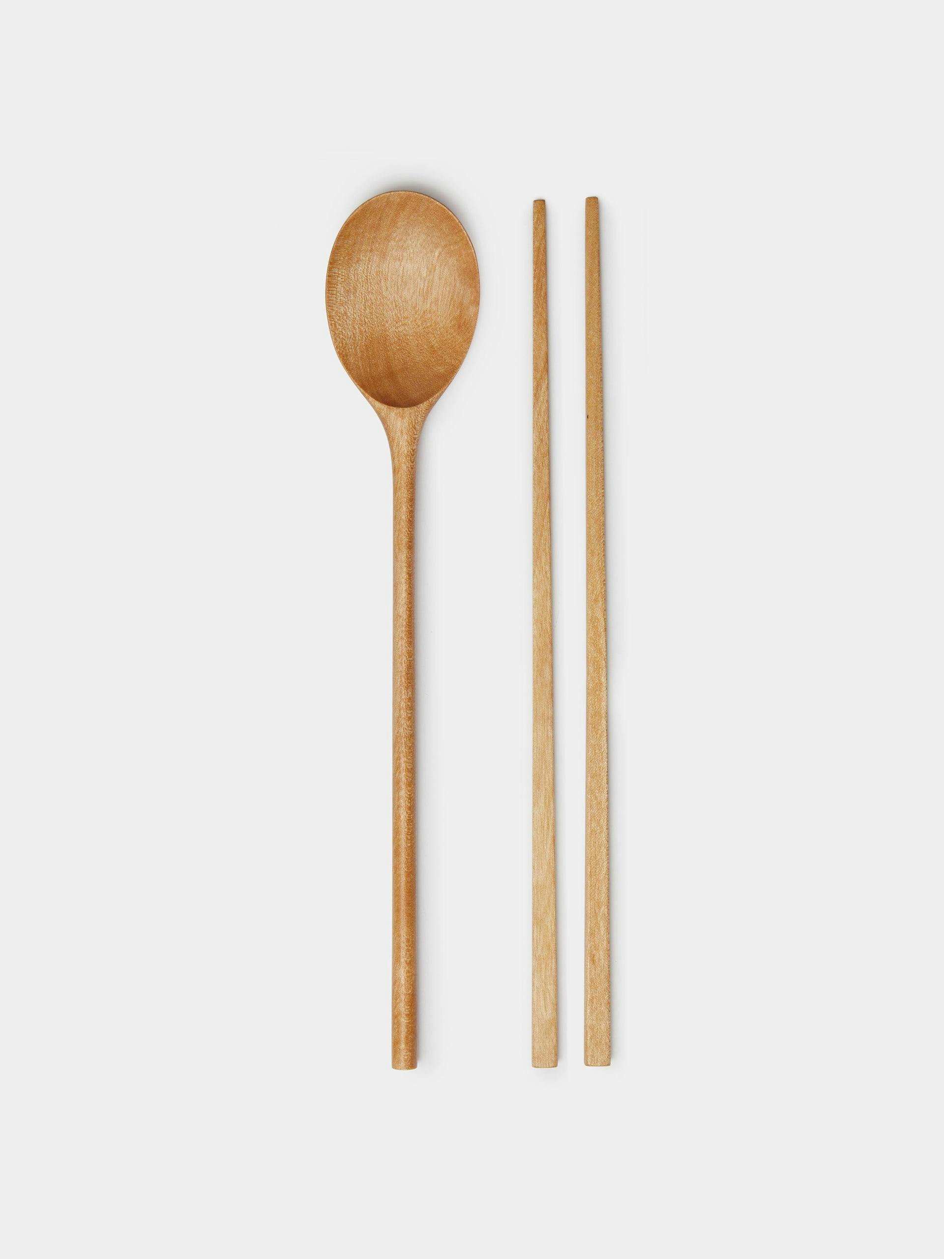 Birch lunch spoon and chopsticks