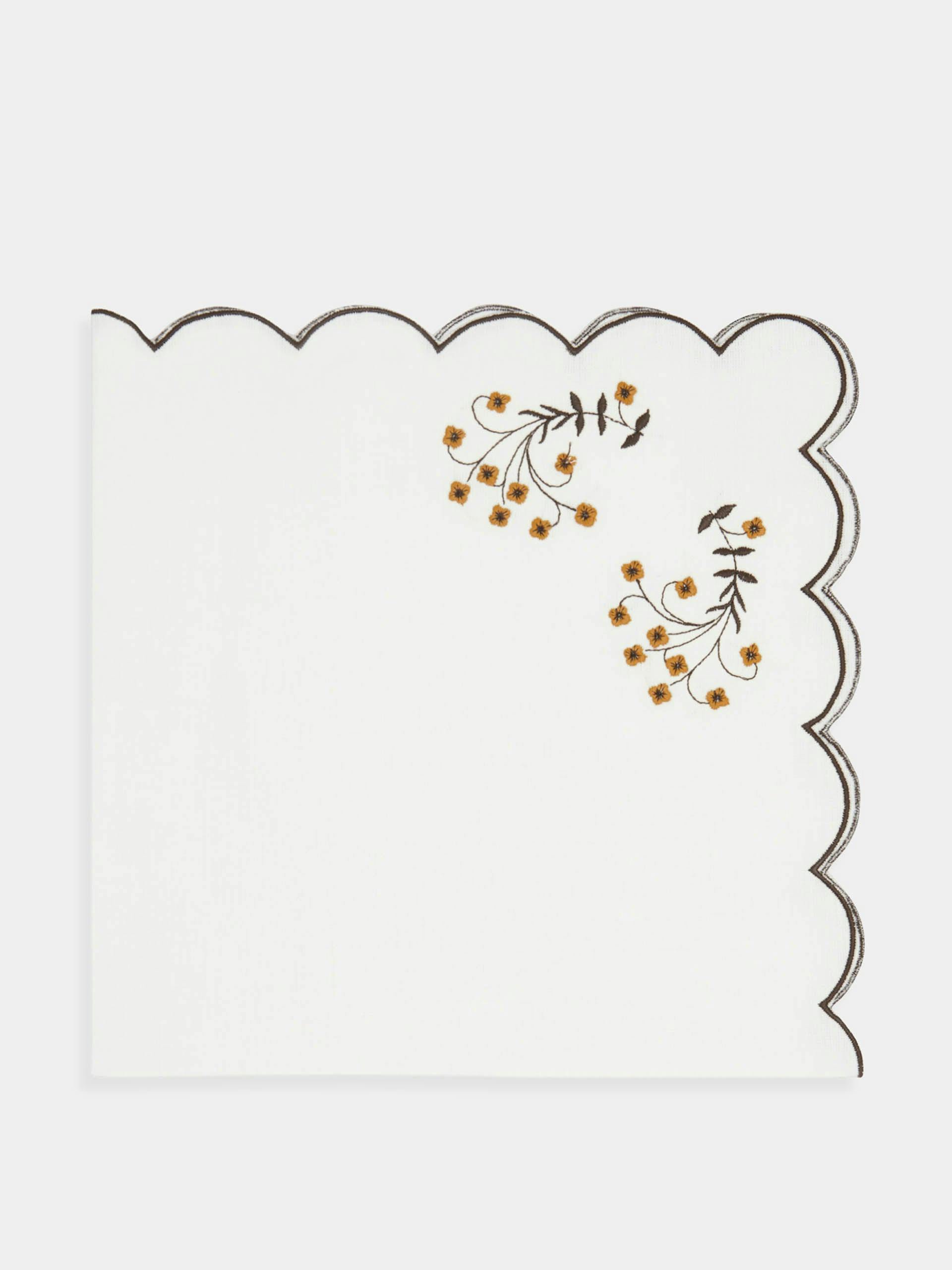 Spring embroidered linen napkins (set of 4)