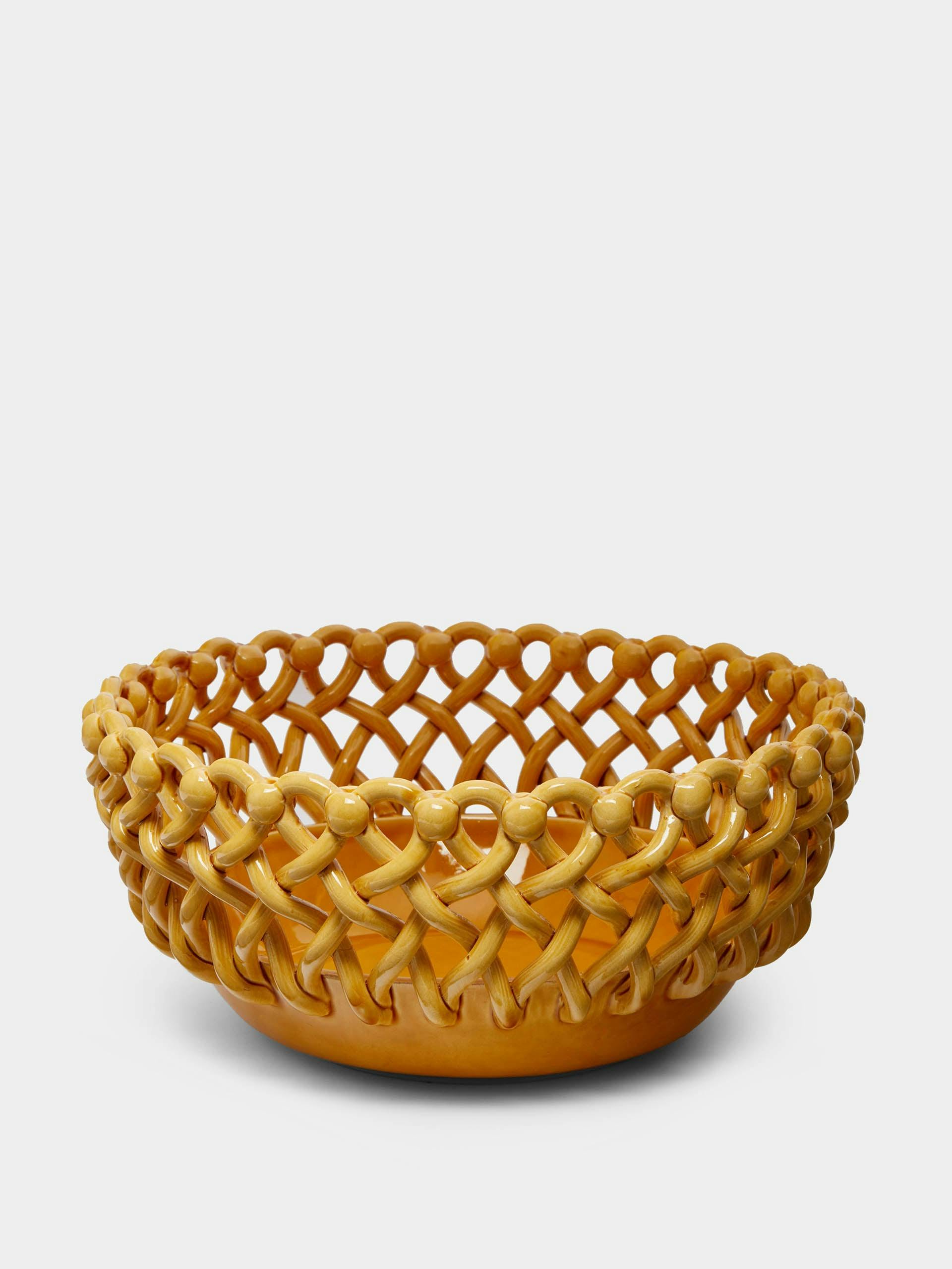 Yellow braided serving bowl