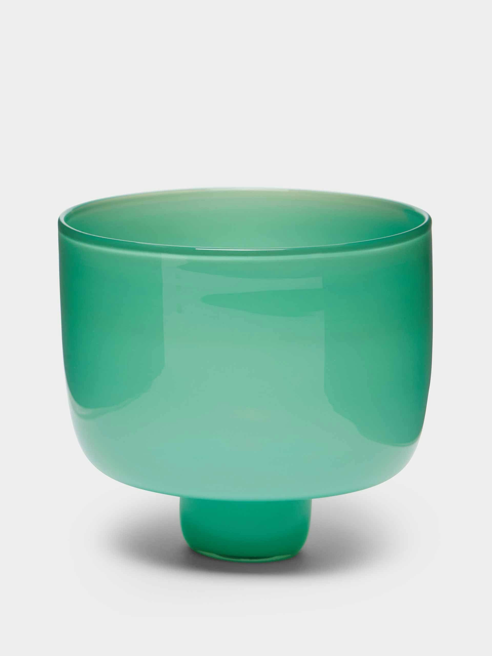 Green glass ice cream bowl