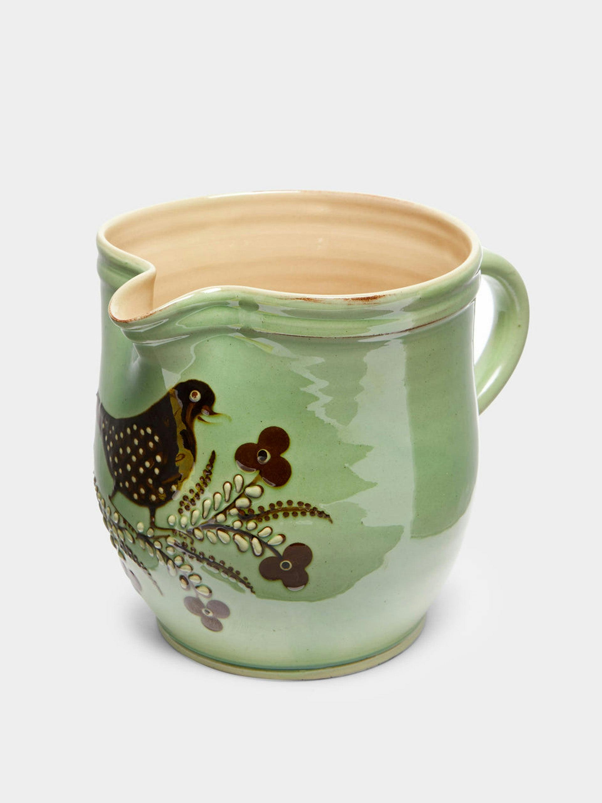 Birds hand-painted ceramic rounded jug