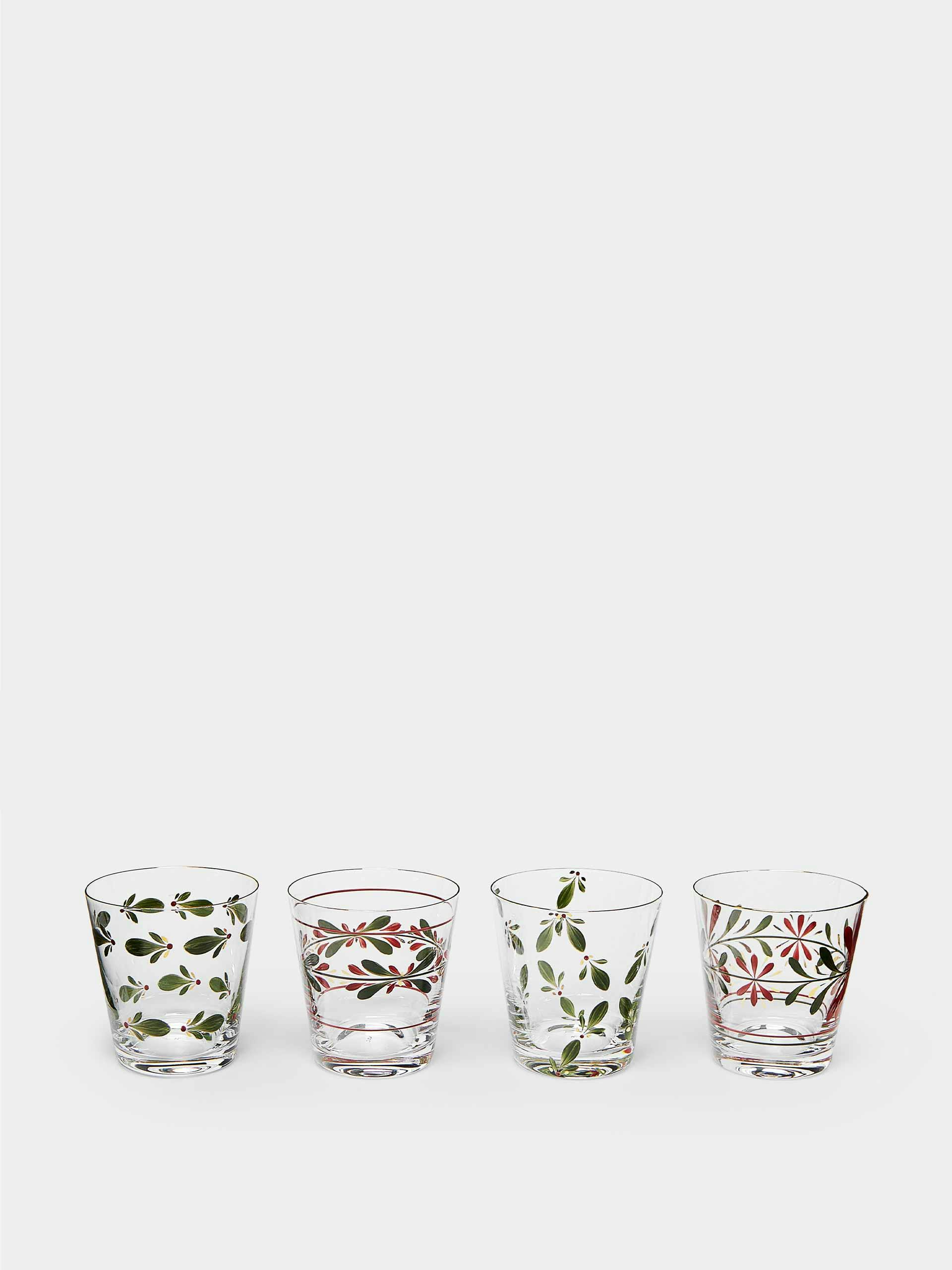 Noël hand-painted glass tumblers (set of 4)