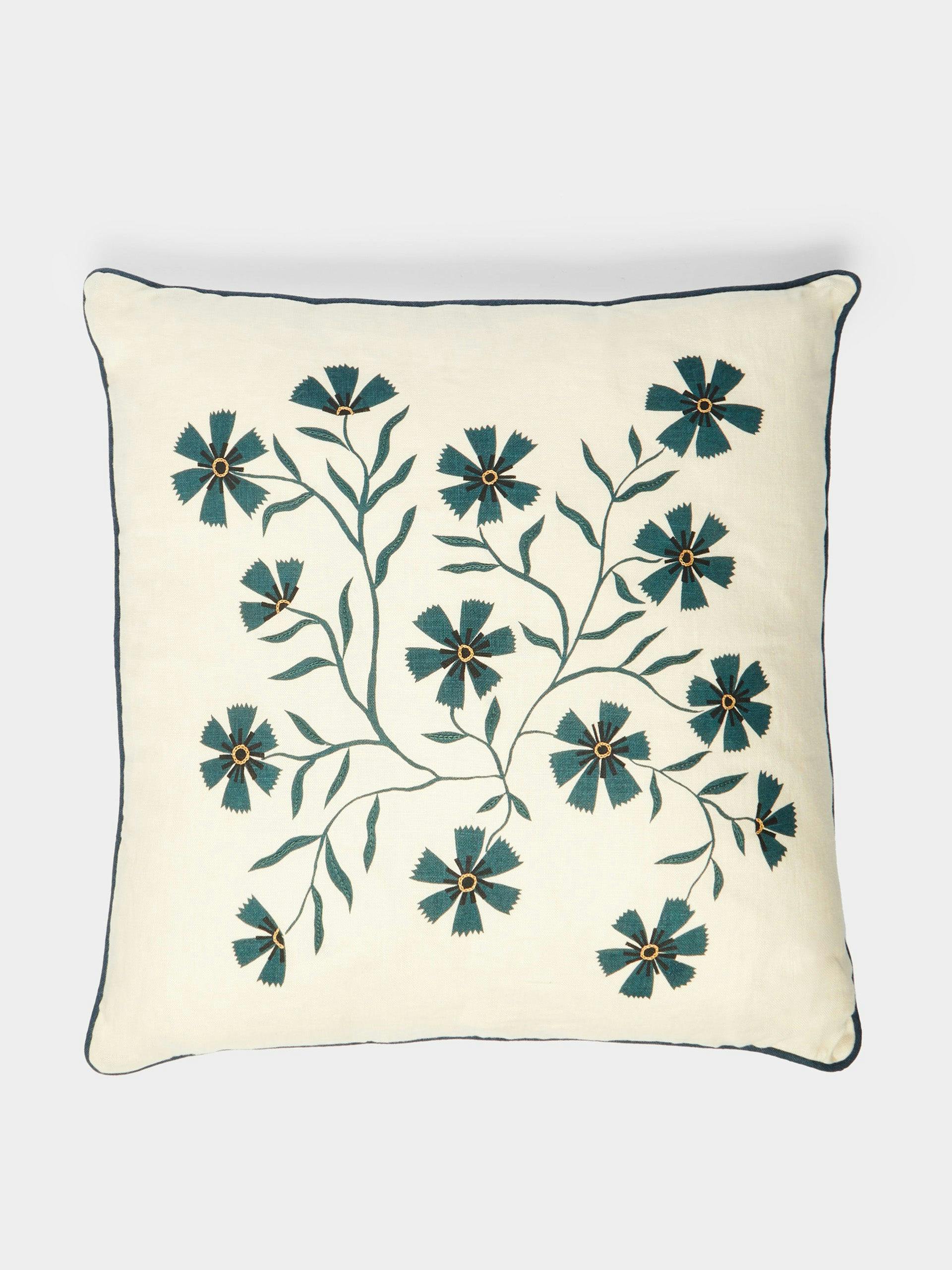 Printed floral cotton cushion