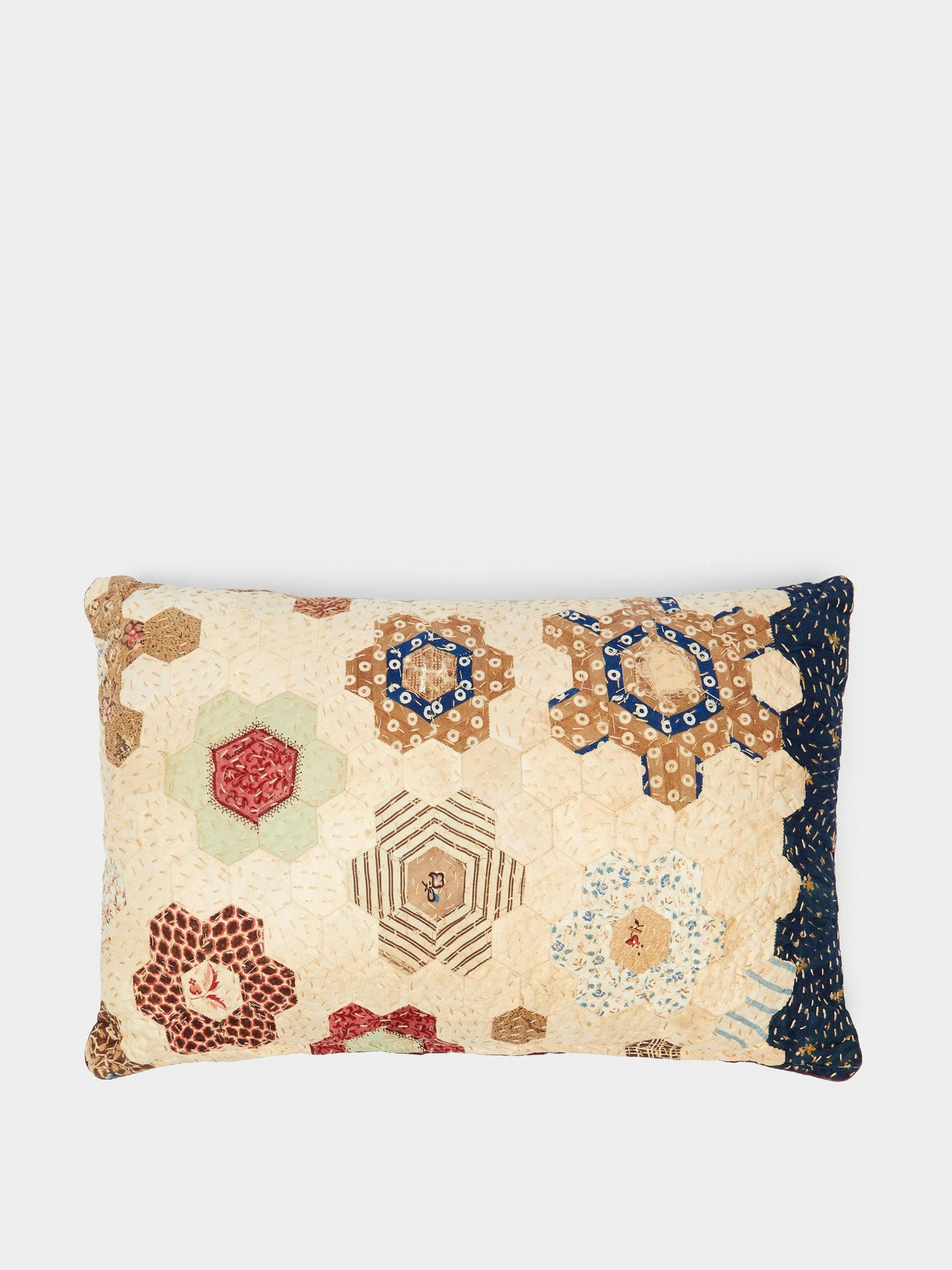 Victorian patchwork silk cushion