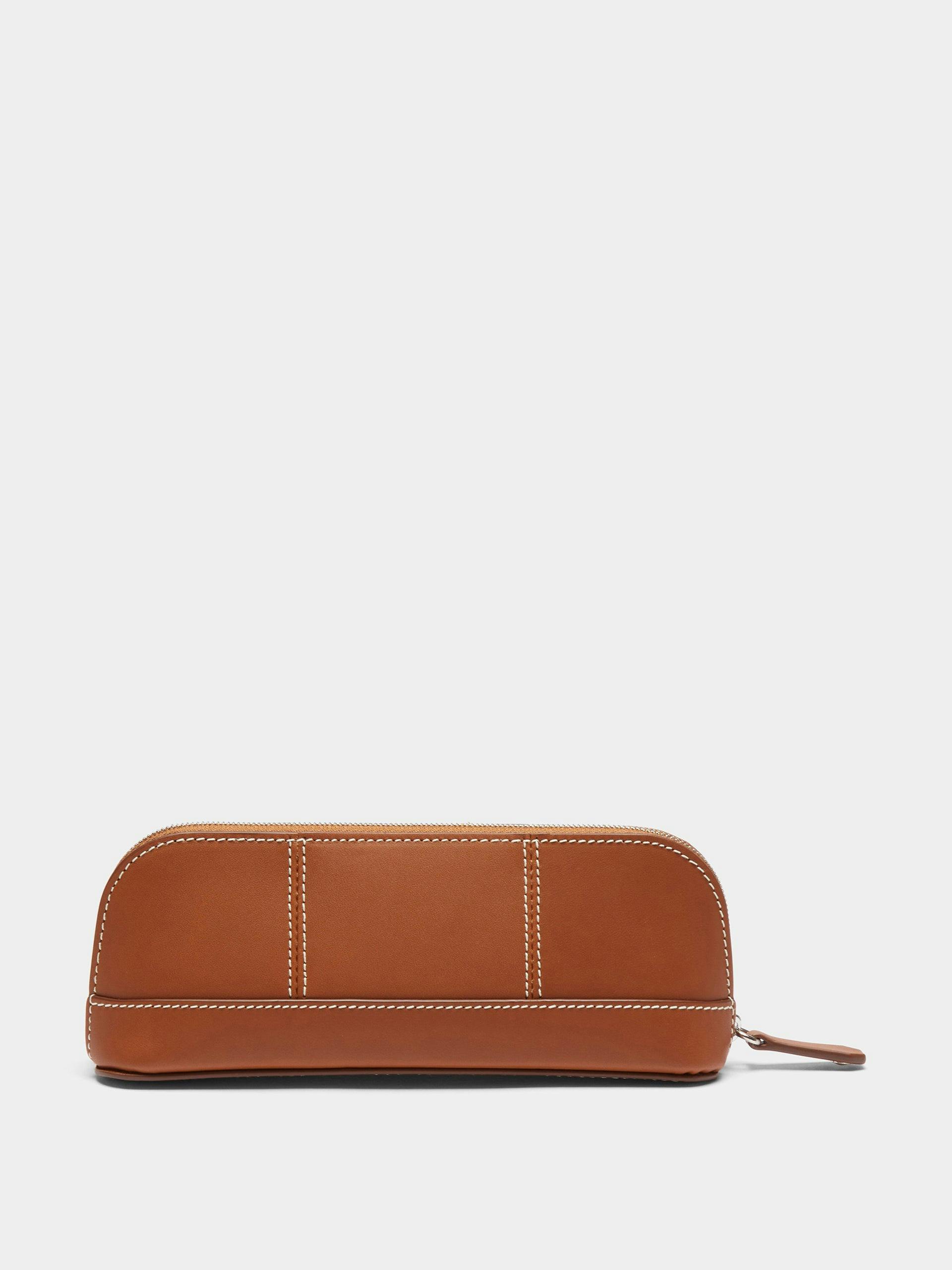 Tan leather pencil case