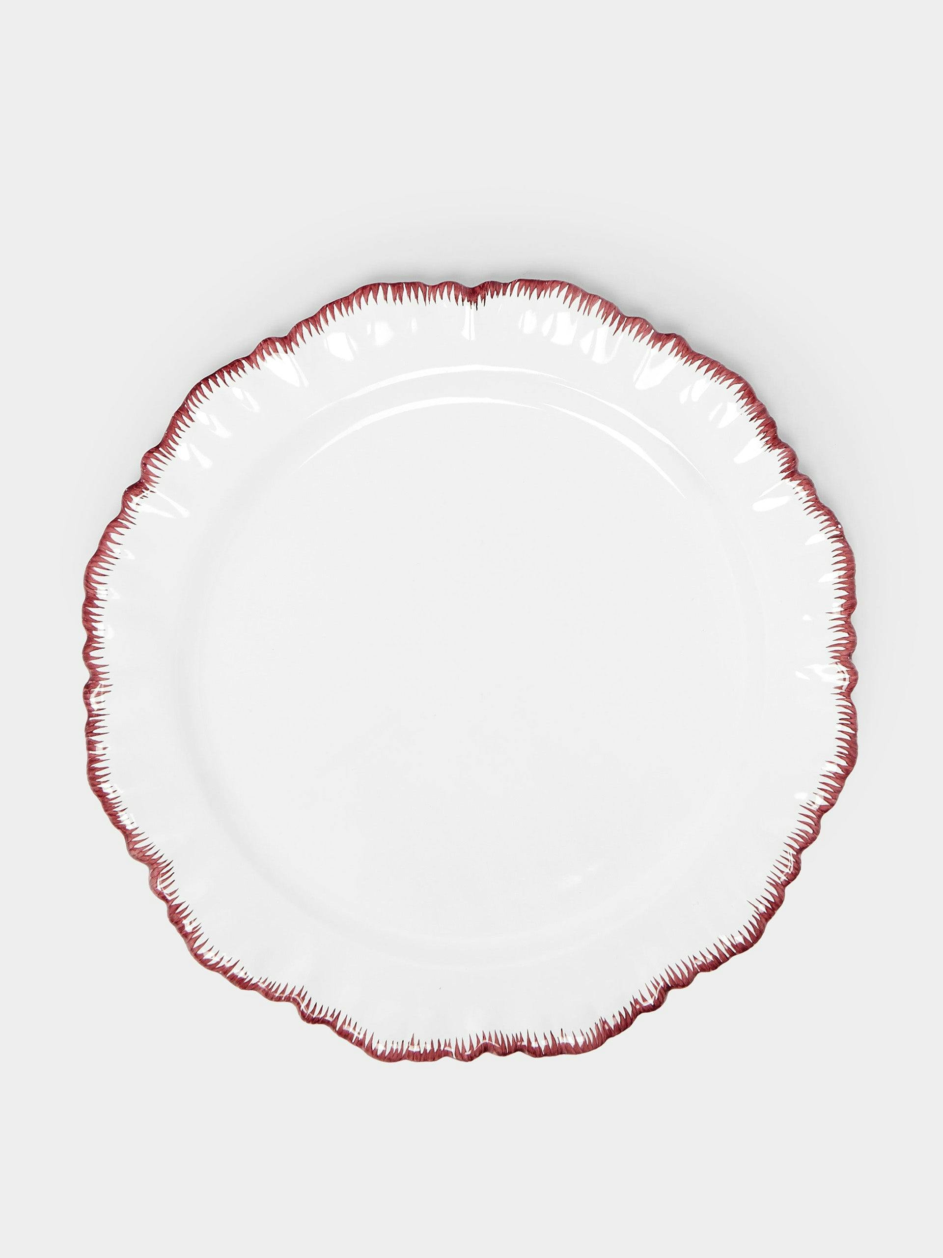Combed edge hand-painted ceramic dinner plate