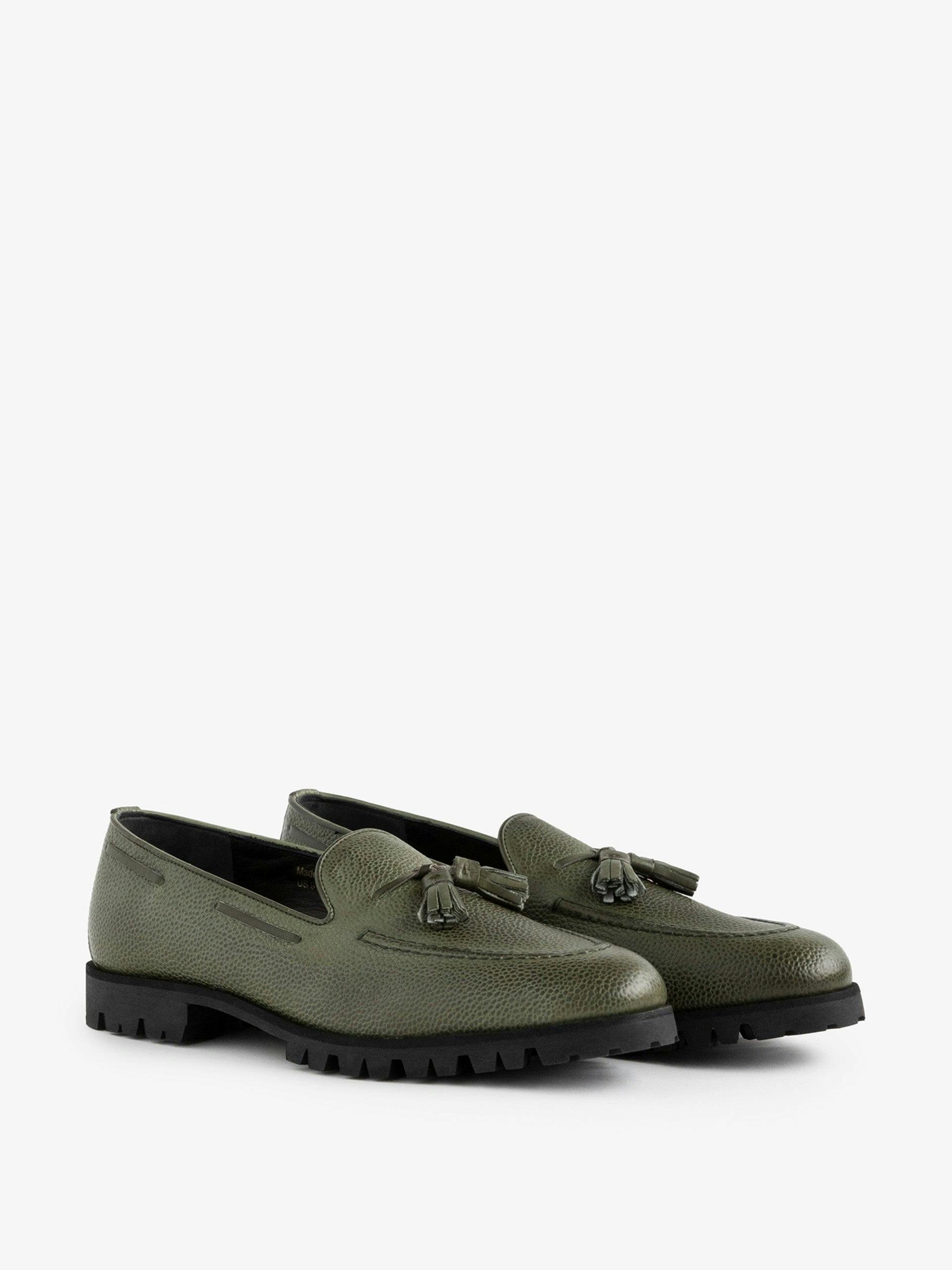 Tassel green loafers