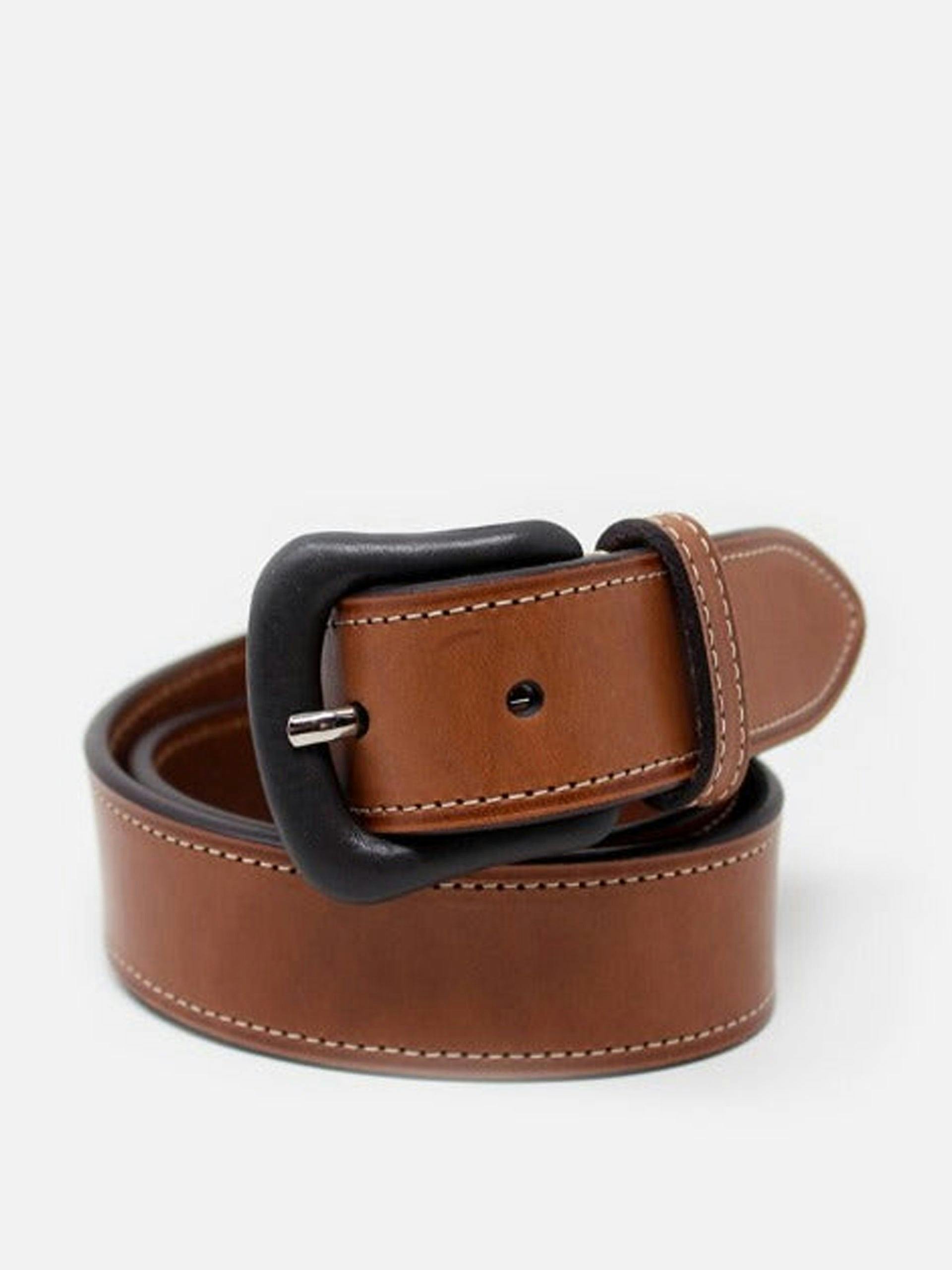 Brown leather calfskin belt