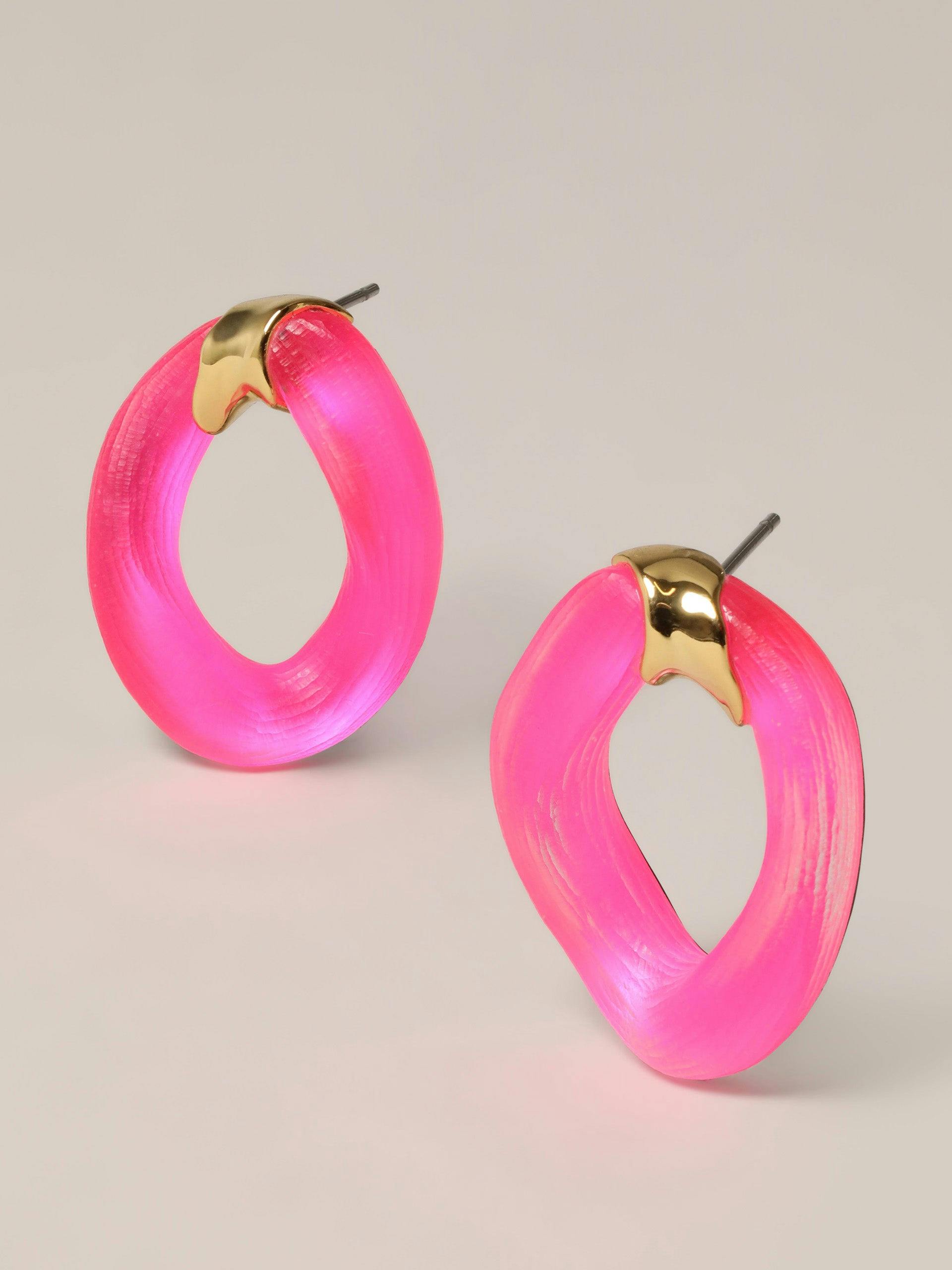 Neon pink hoop earrings