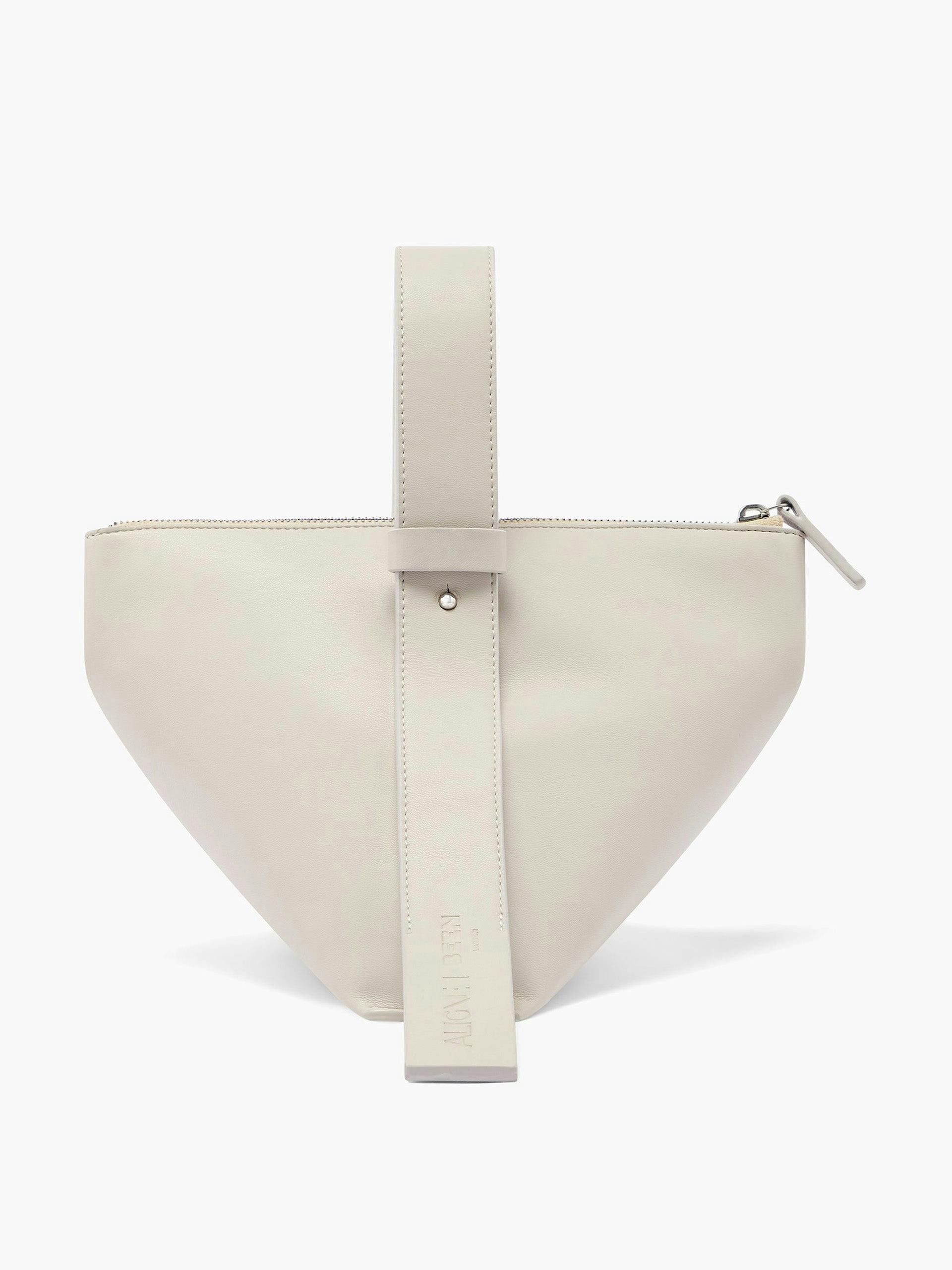 White recycled-leather Falkirk clutch bag