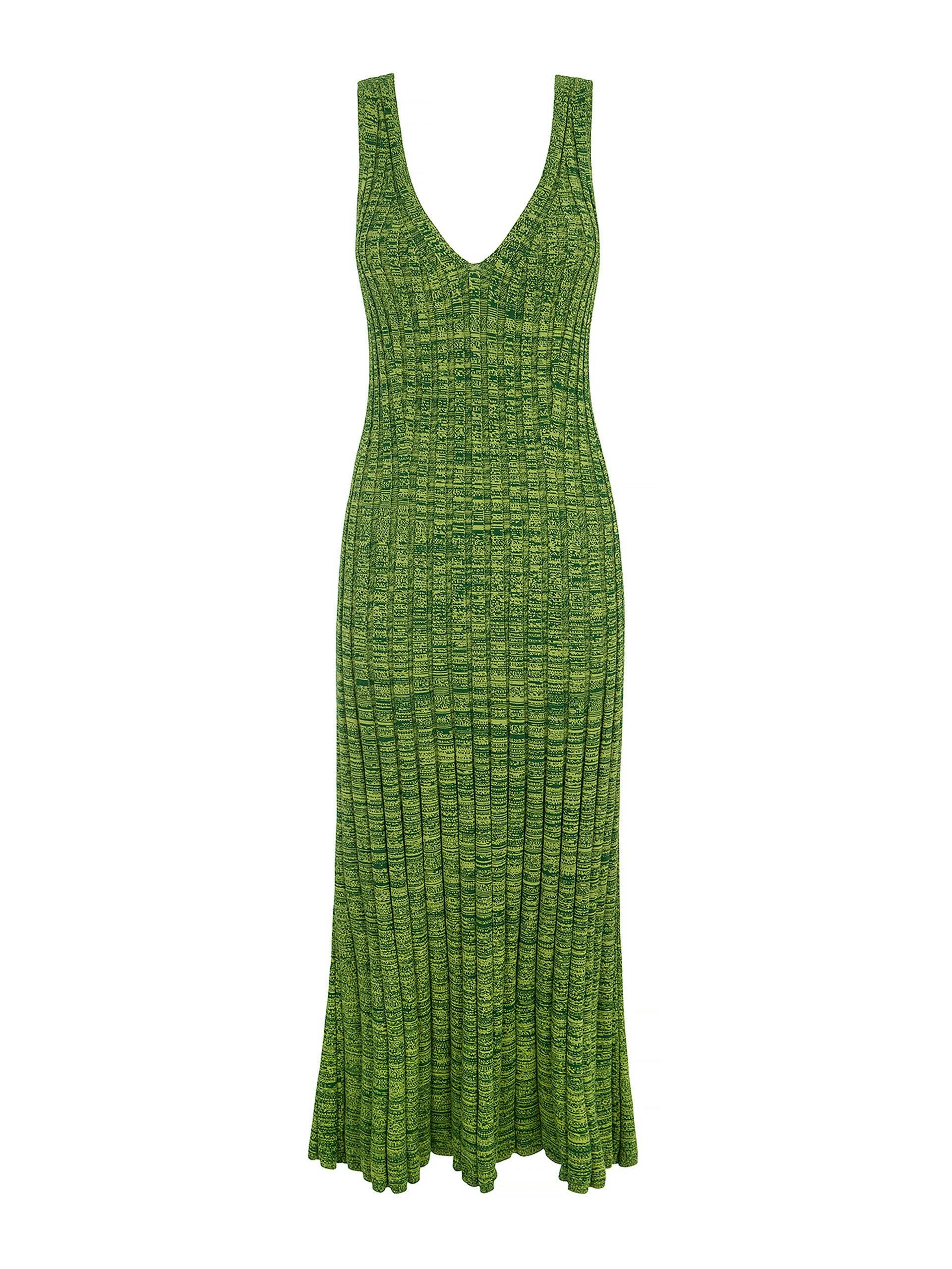 Green Mermaid v-neck knitted dress