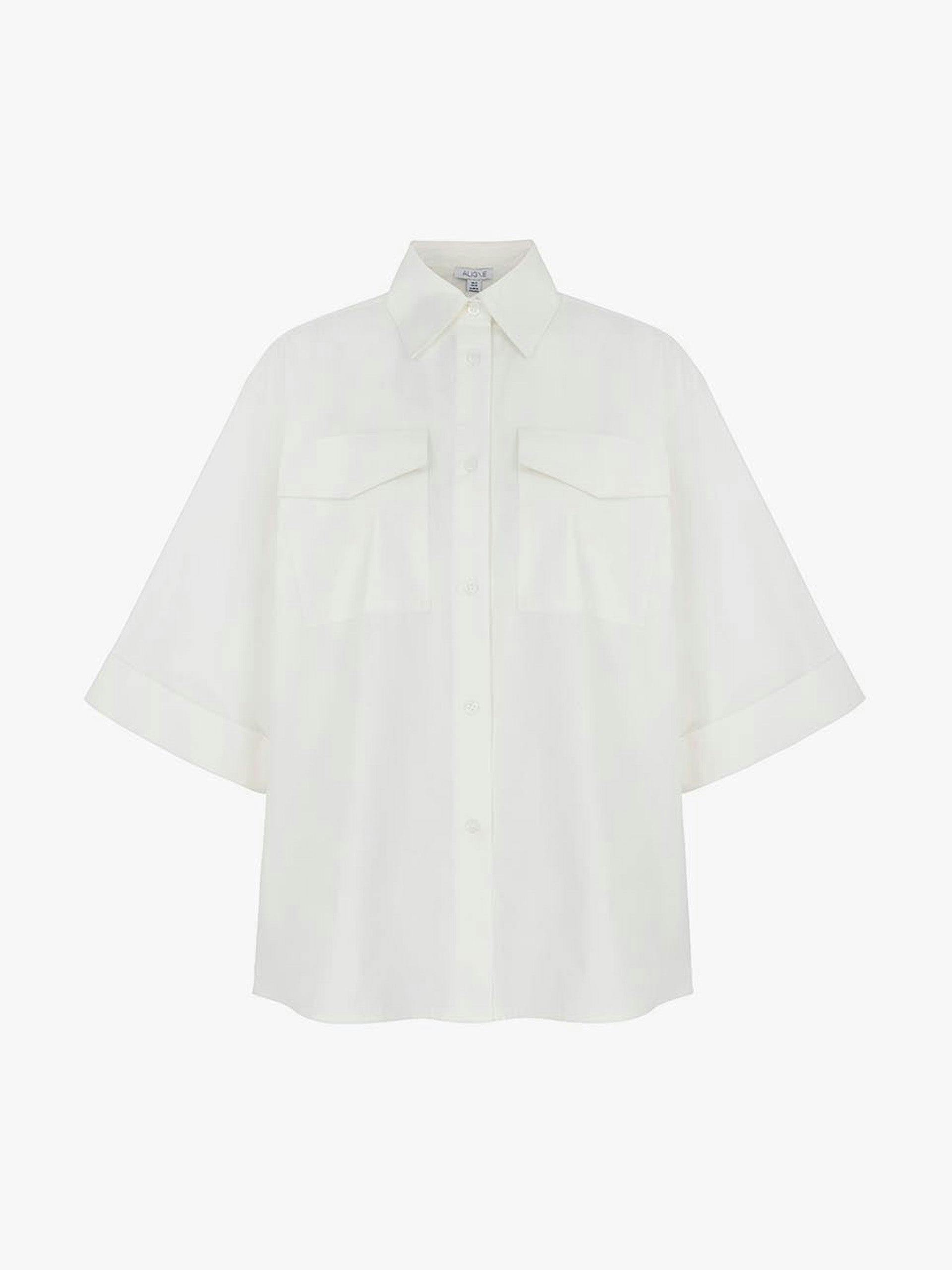 White Nicola boxy poplin shirt