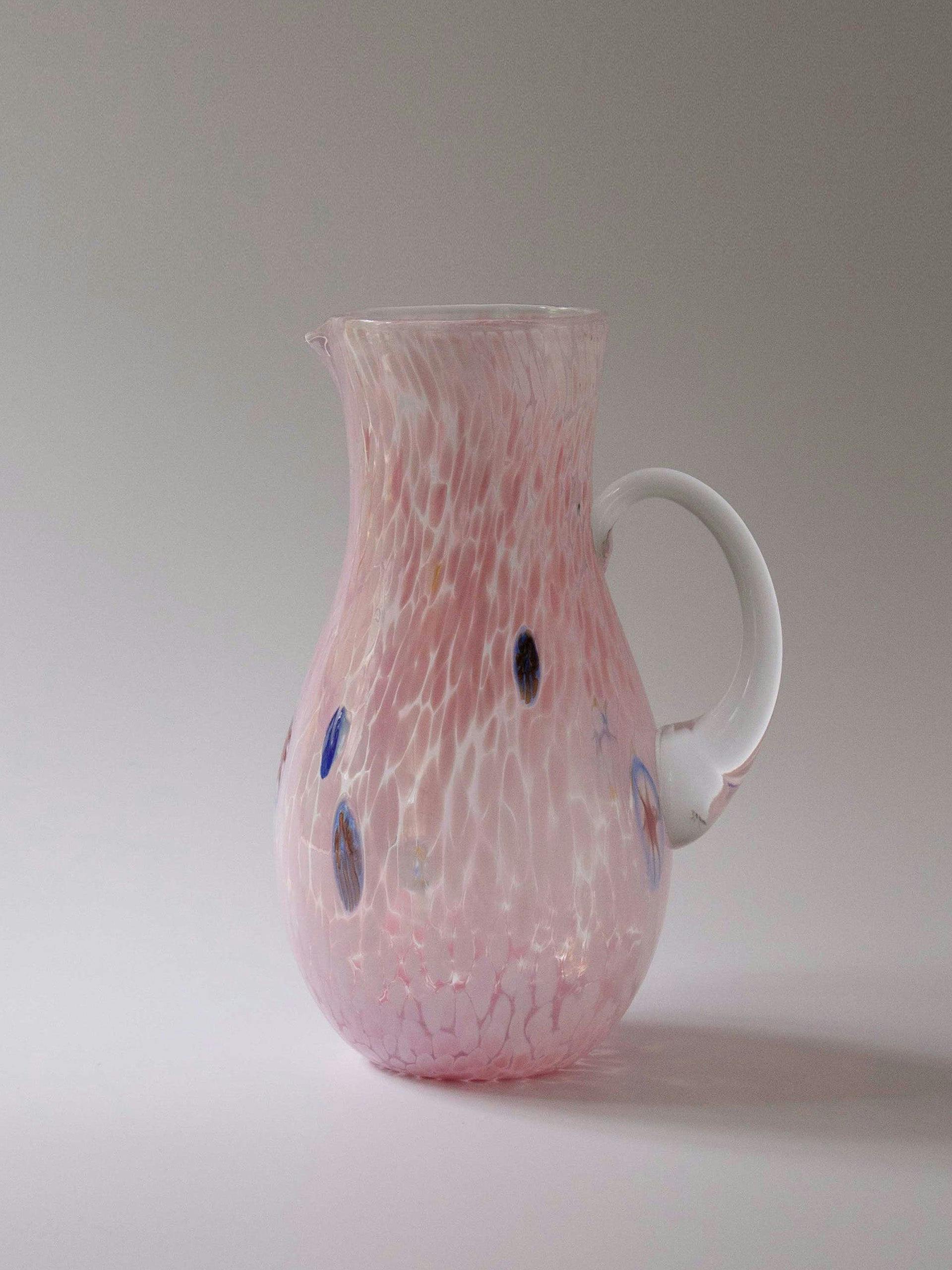 Handblown pink Murano jug