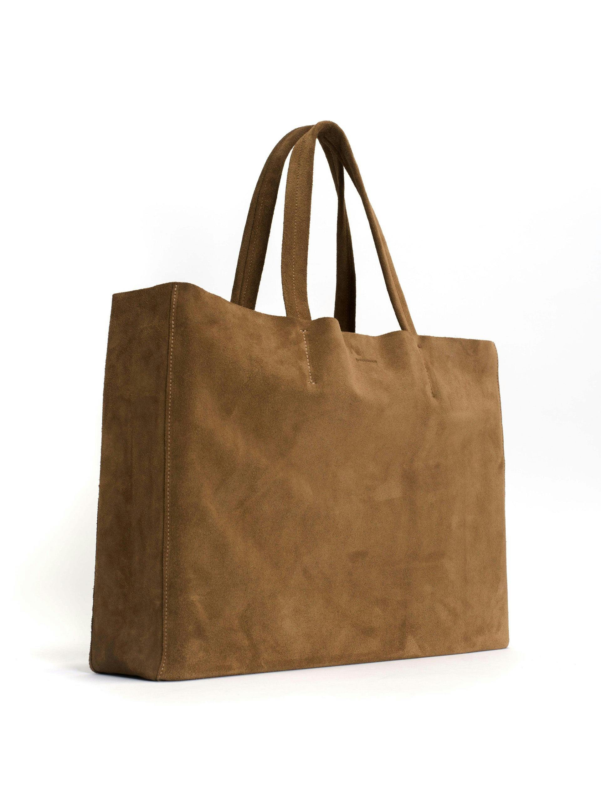 Leather suede tote bag