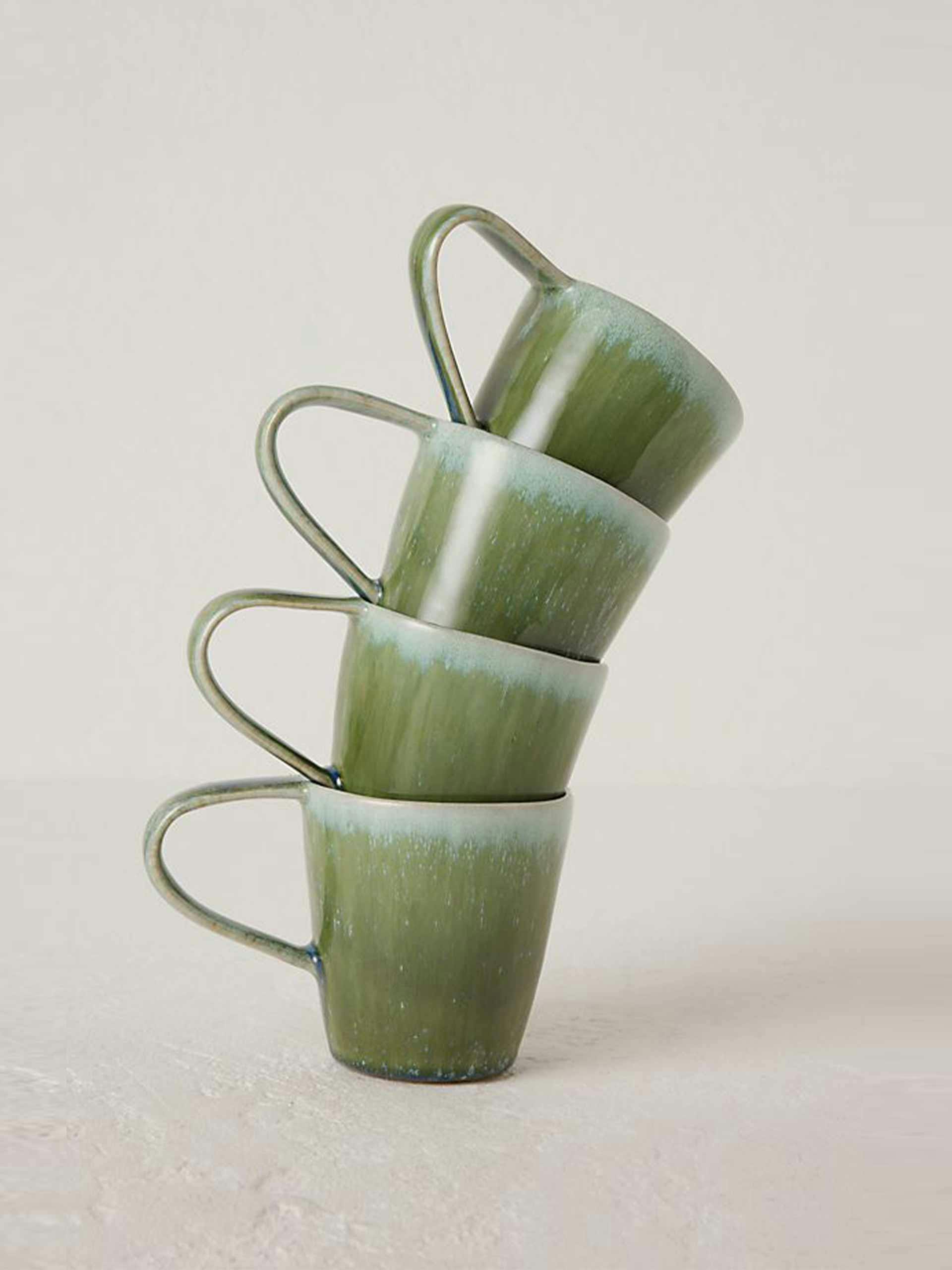 Glazed stoneware mugs ( set of 4 )