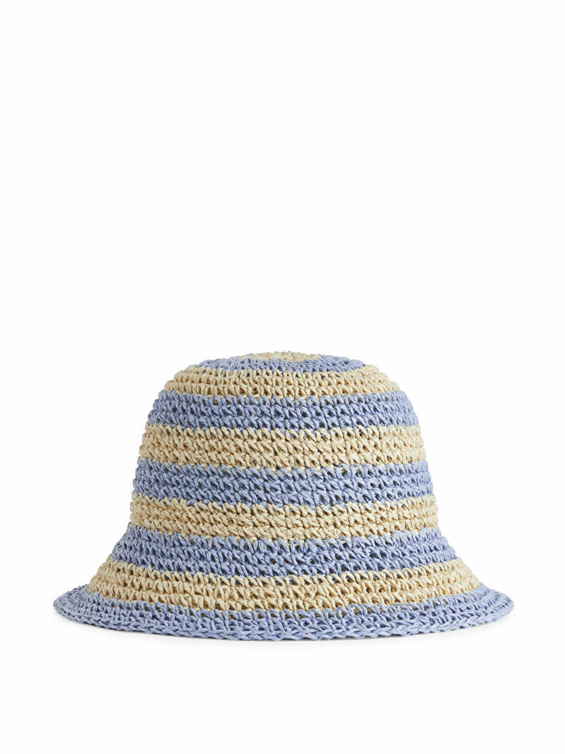 Beige/Light Blue straw hat
