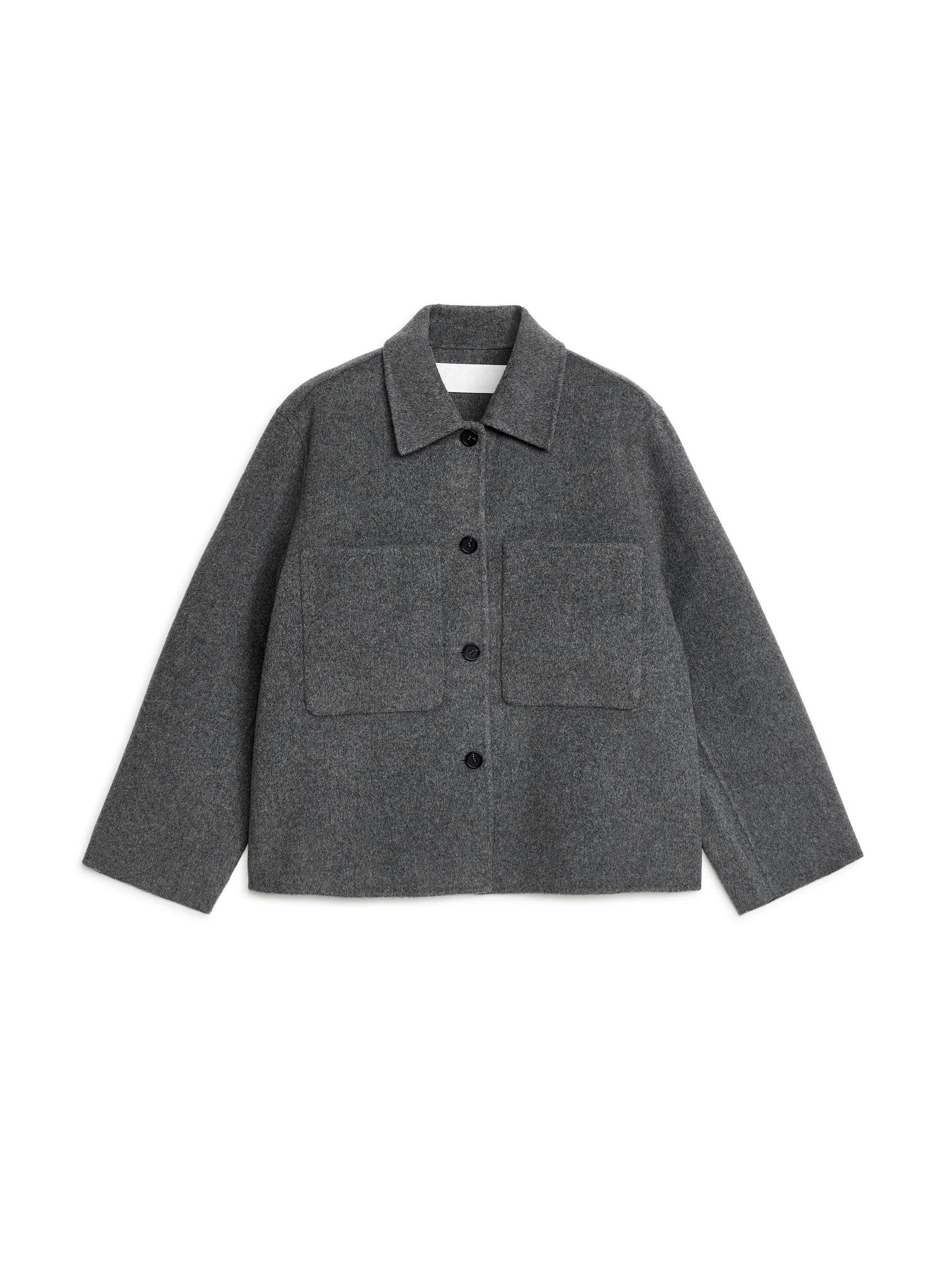 Double-face wool grey overshirt