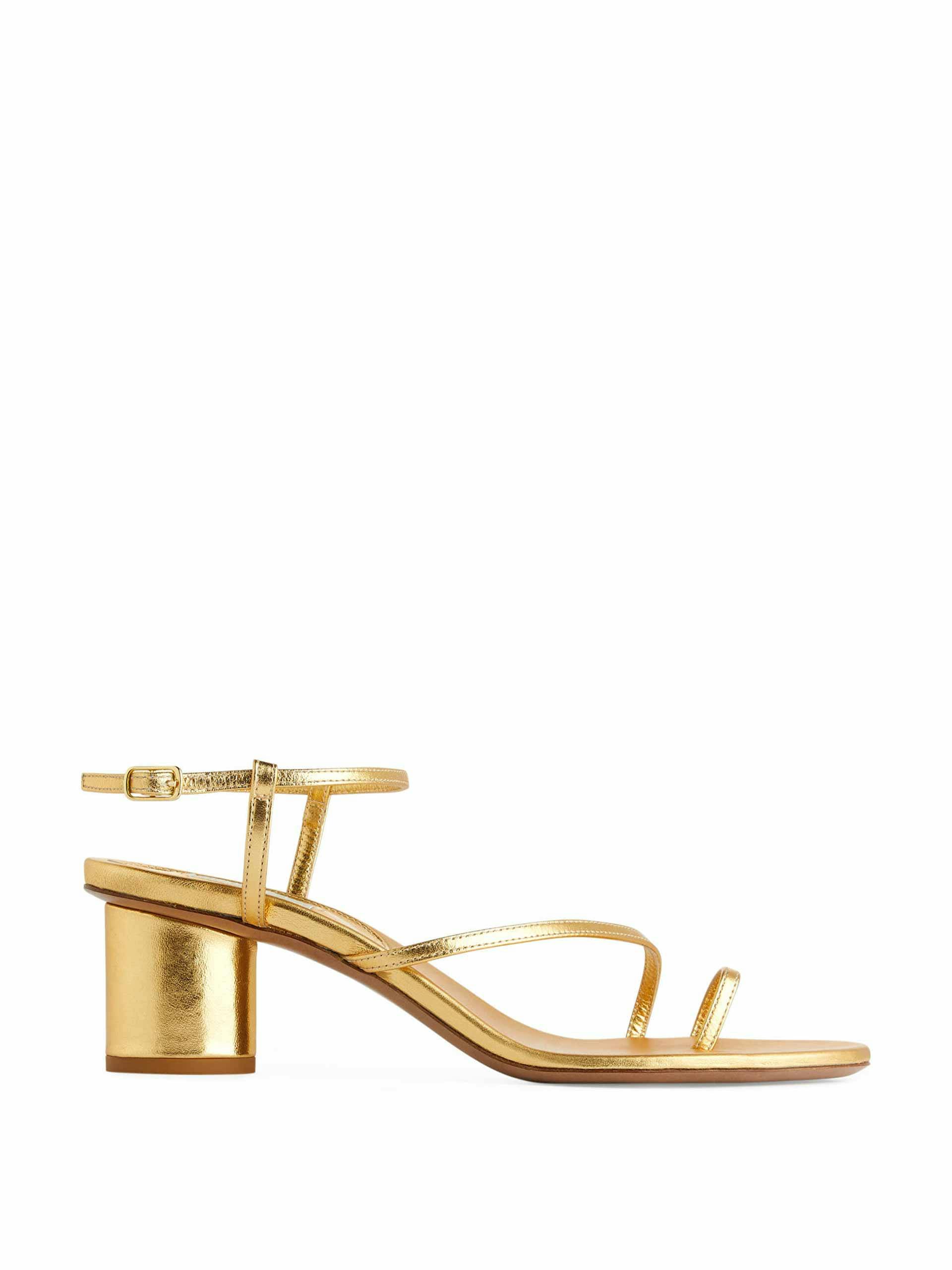Gold heeled leather sandals