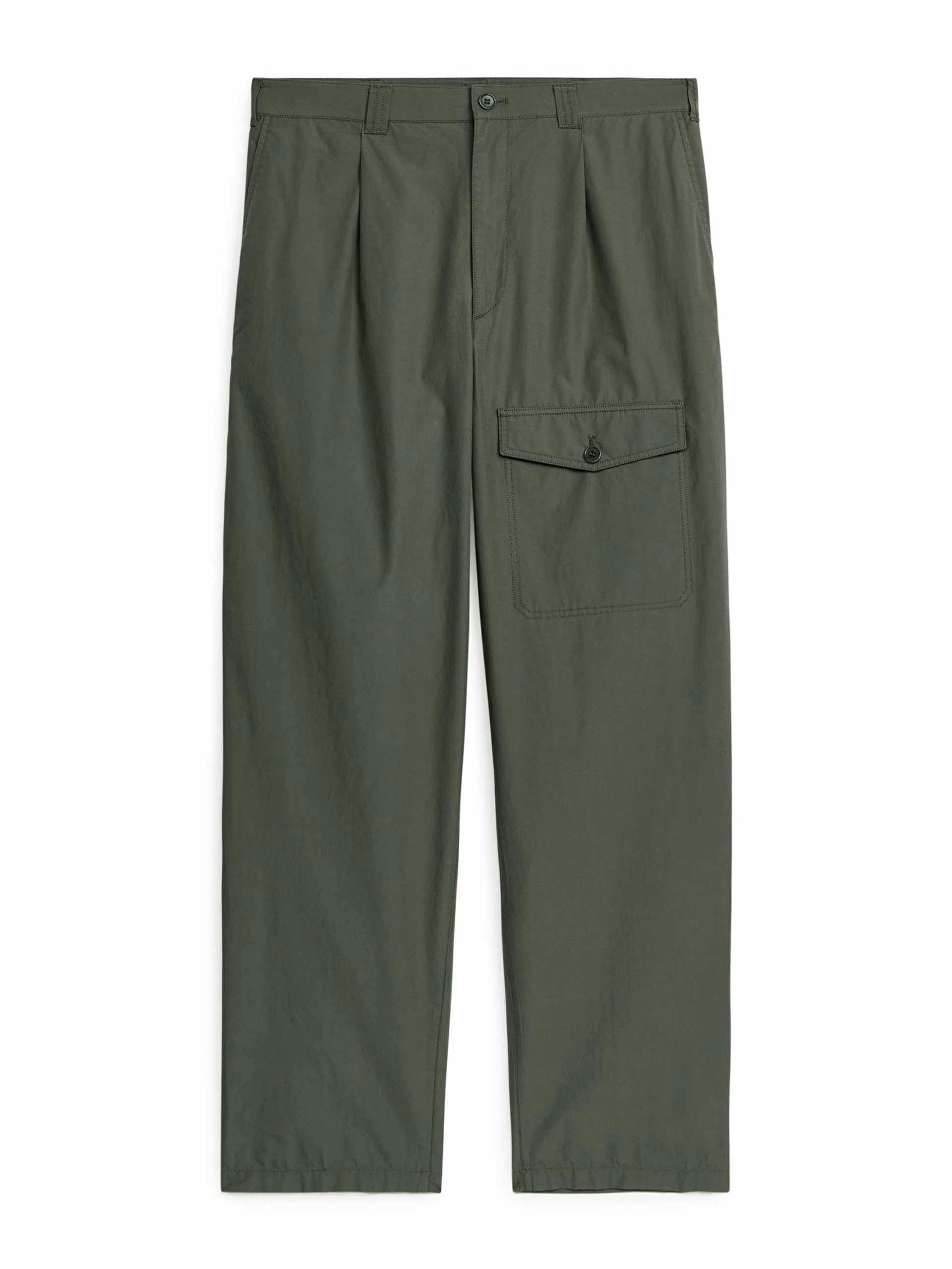 Khaki wide utility trousers
